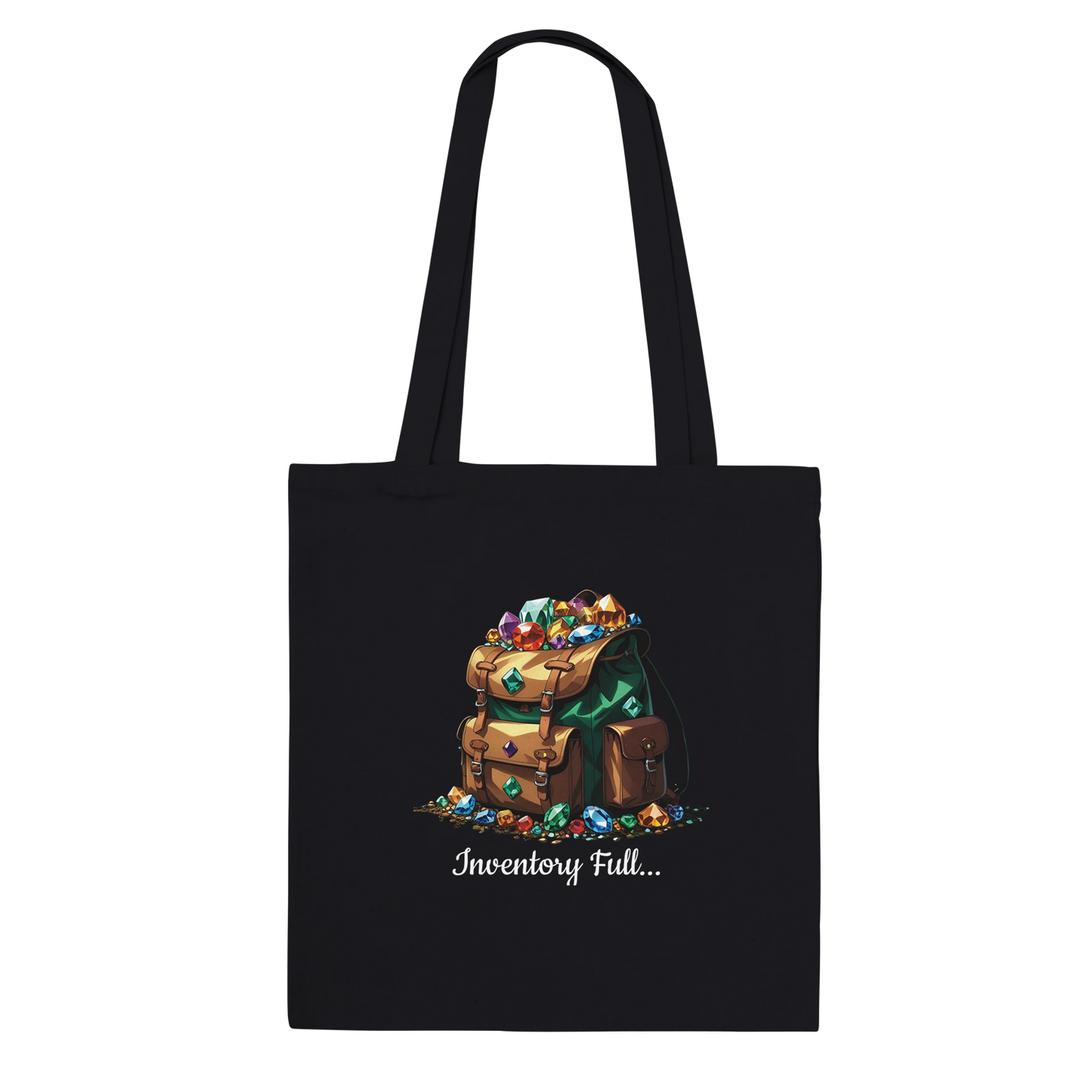 Natural canvas tote bag with 'There's Always Room For More' text in gaming-inspired font, perfect for tabletop gaming enthusiasts and everyday use.