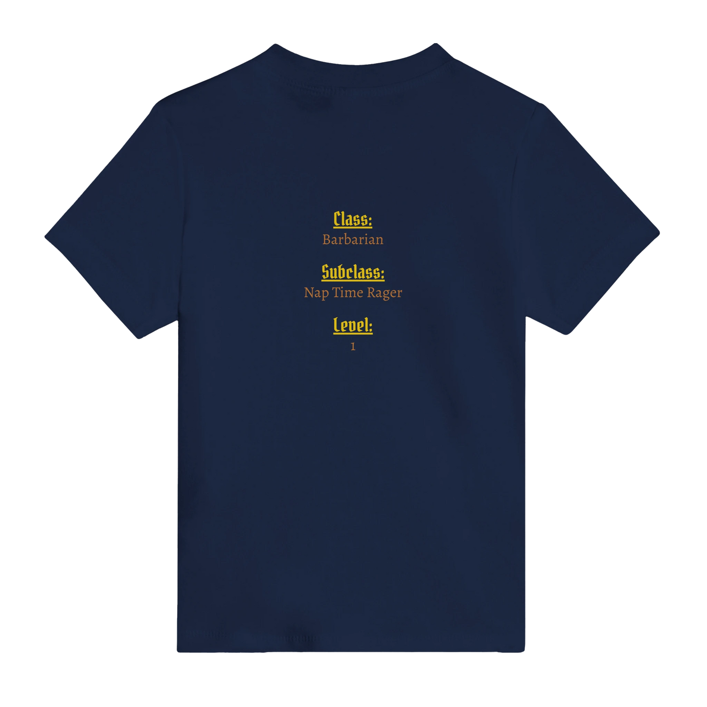 Baby-barian boy Lvl 1 t-shirt featuring gaming barbarian character design with level 1 badge
