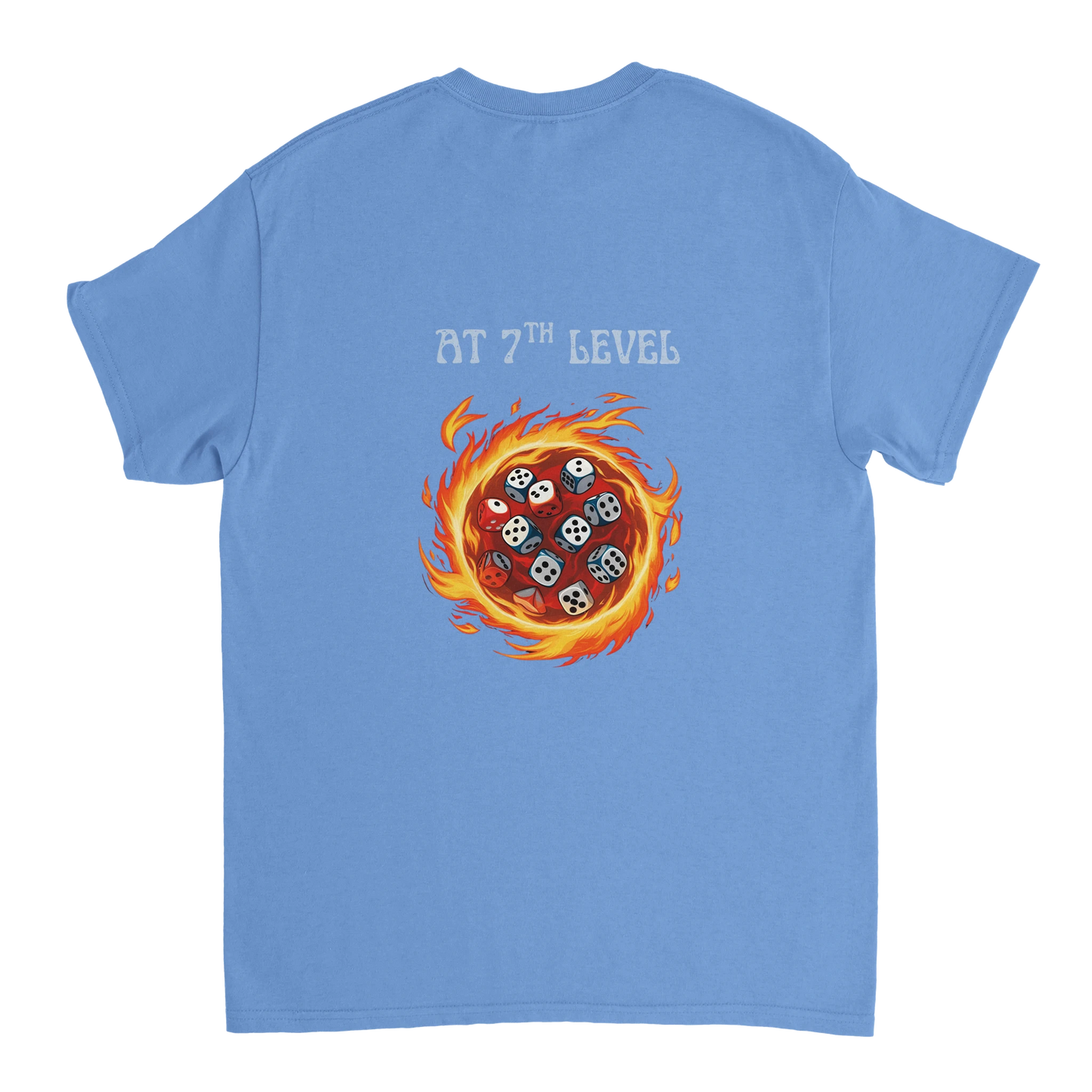 Comfortable t-shirt featuring 'Big Spell Energy - 7th LvL Fireball' text design, perfect for tabletop RPG players and fantasy gaming enthusiasts.