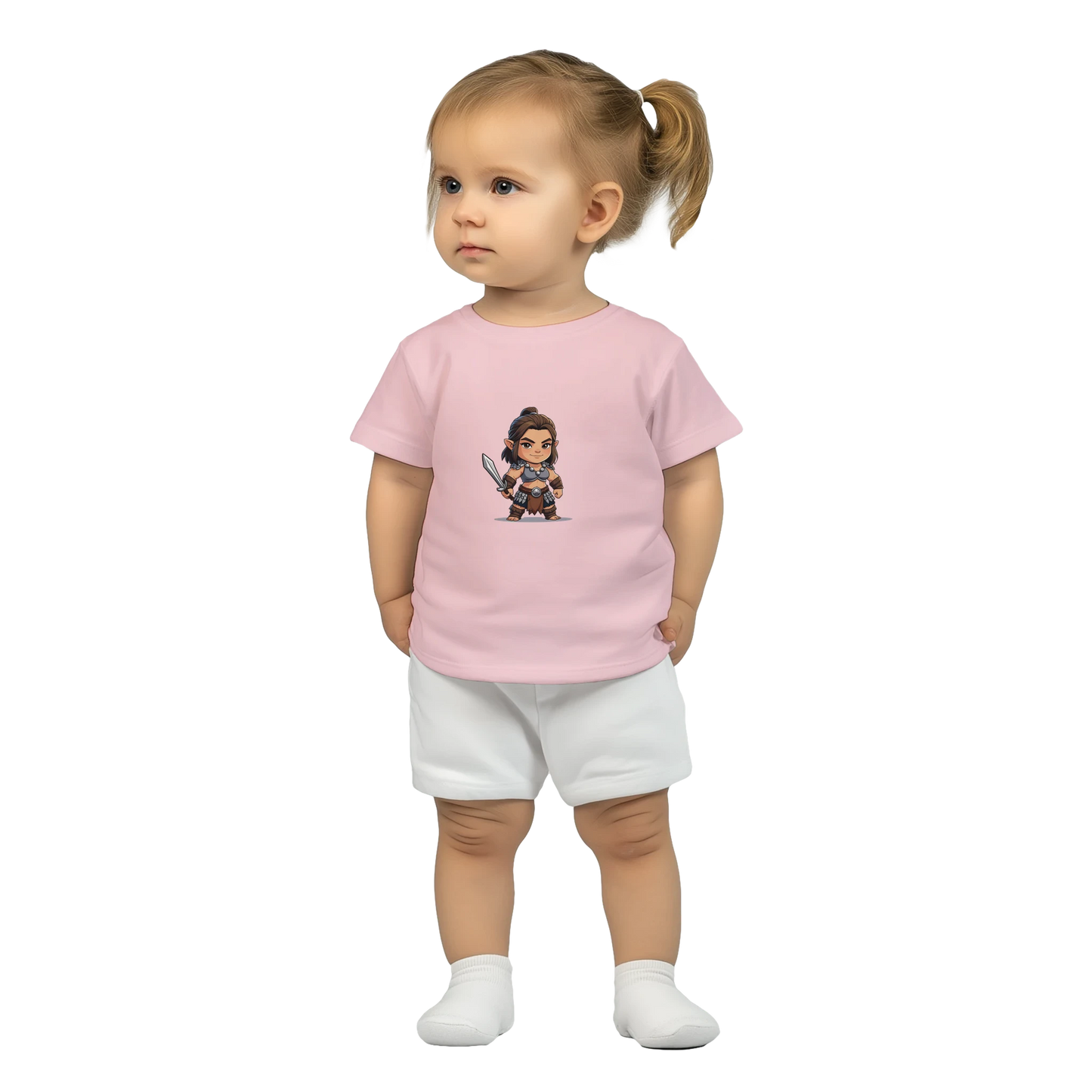 Baby-Barian Girl short sleeve tshirt featuring cute gaming barbarian character design for infants