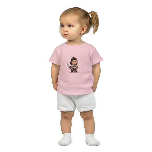 Baby-Barian Girl short sleeve tshirt featuring cute gaming barbarian character design for infants