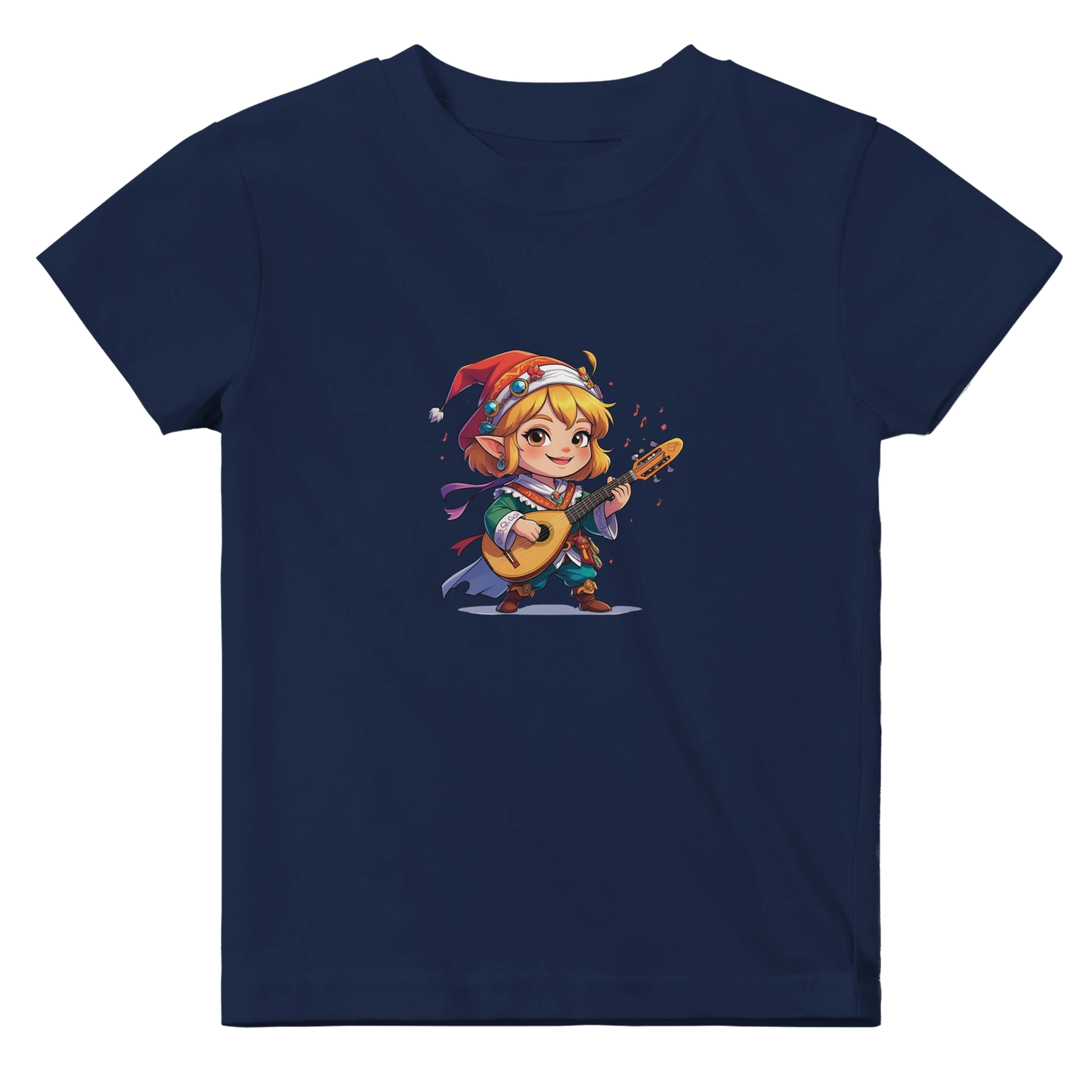 Baby t-shirt featuring a D&D-inspired chibi bard design. Ideal for little performers with a love for sound and sparkle.