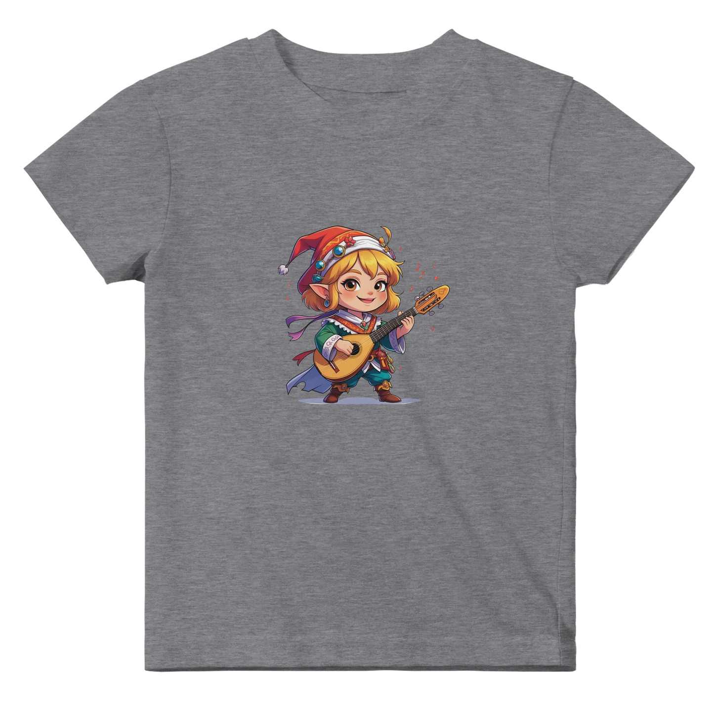 Baby t-shirt featuring a D&D-inspired chibi bard design. Ideal for little performers with a love for sound and sparkle.