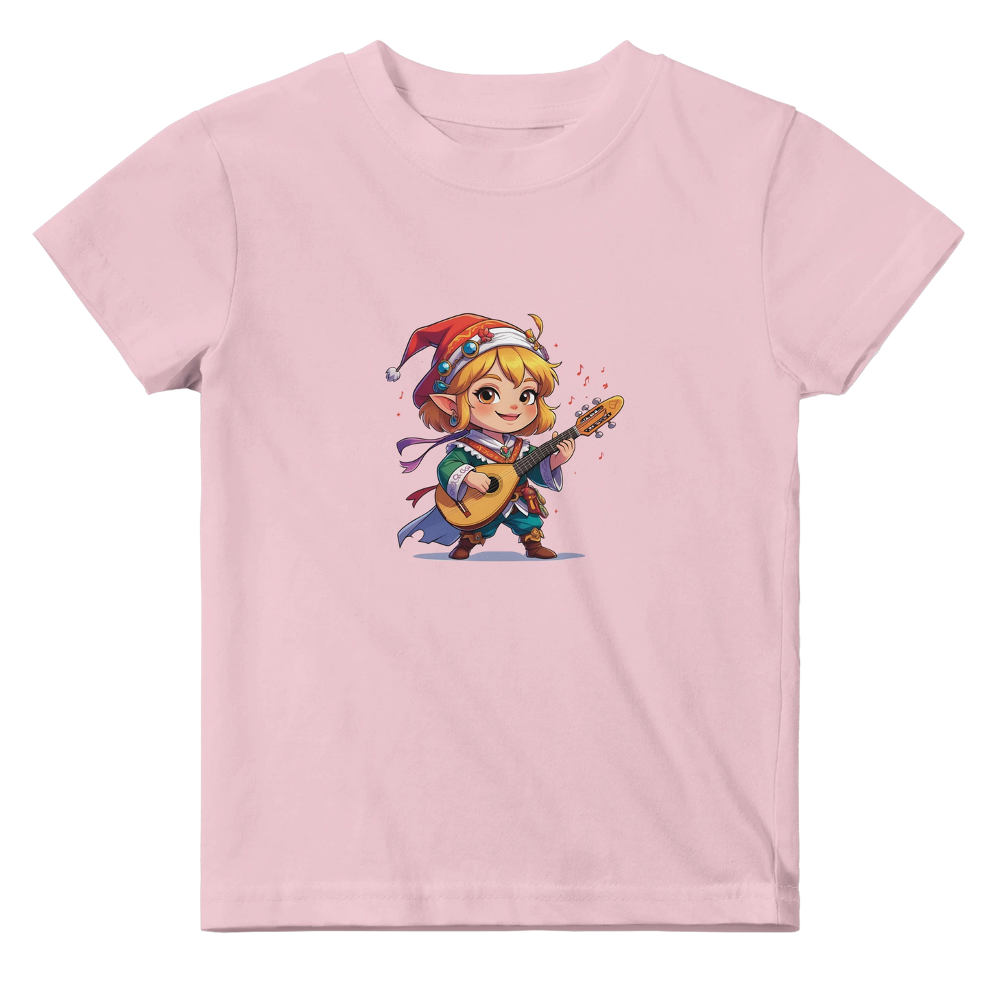 Baby t-shirt featuring a D&D-inspired chibi bard design. Ideal for little performers with a love for sound and sparkle.