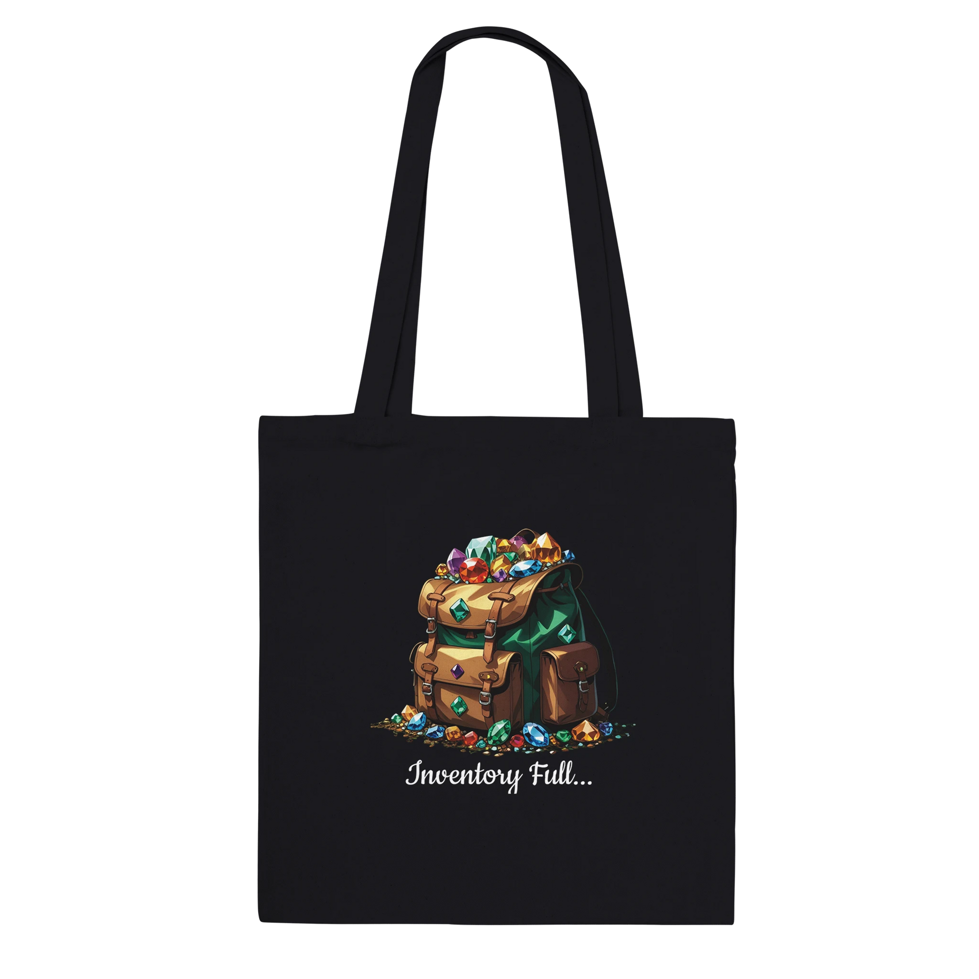 Natural canvas tote bag with 'There's Always Room For More' text in gaming-inspired font, perfect for tabletop gaming enthusiasts and everyday use.