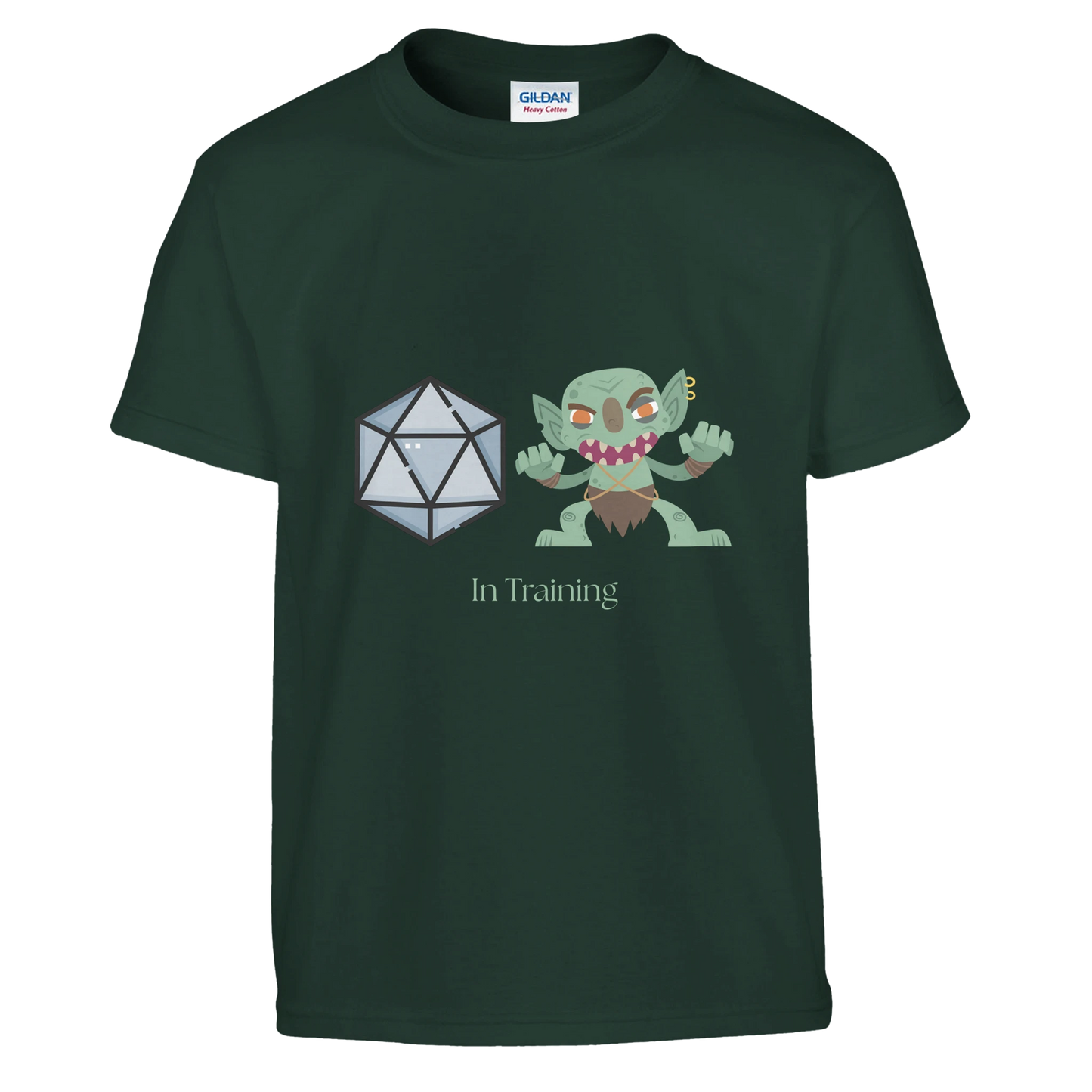 Dice Goblin kids gaming t-shirt front design - D&D themed children's apparel