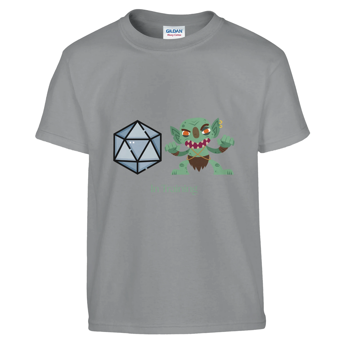 Dice Goblin t-shirt detail - soft cotton kids gaming clothing