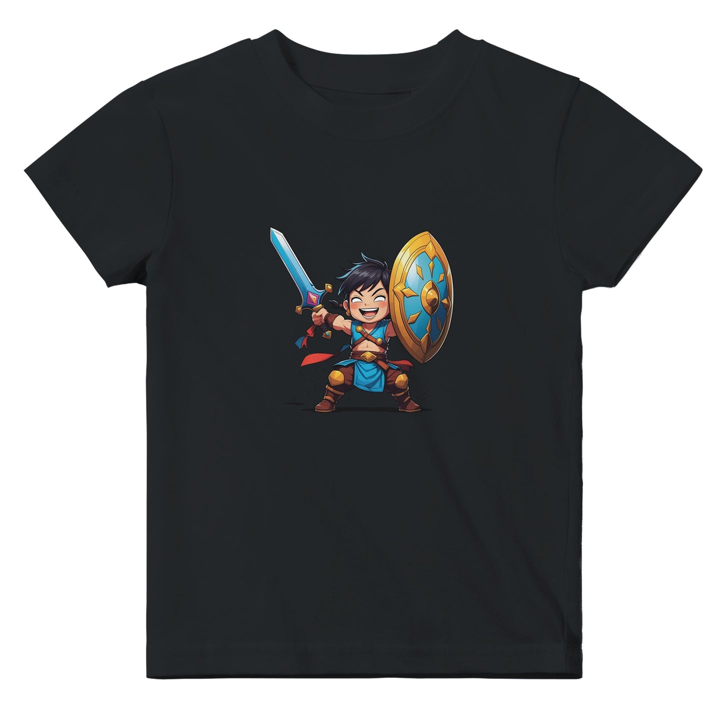 Baby shirt featuring a D&D-inspired fighter design. Includes fantasy-themed artwork with bold weapons and playful, adventurous style for little warriors.