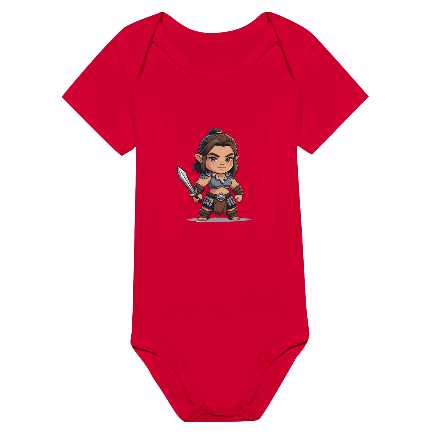 Baby-Barian Girl short sleeve bodysuit featuring cute gaming barbarian character design for infants