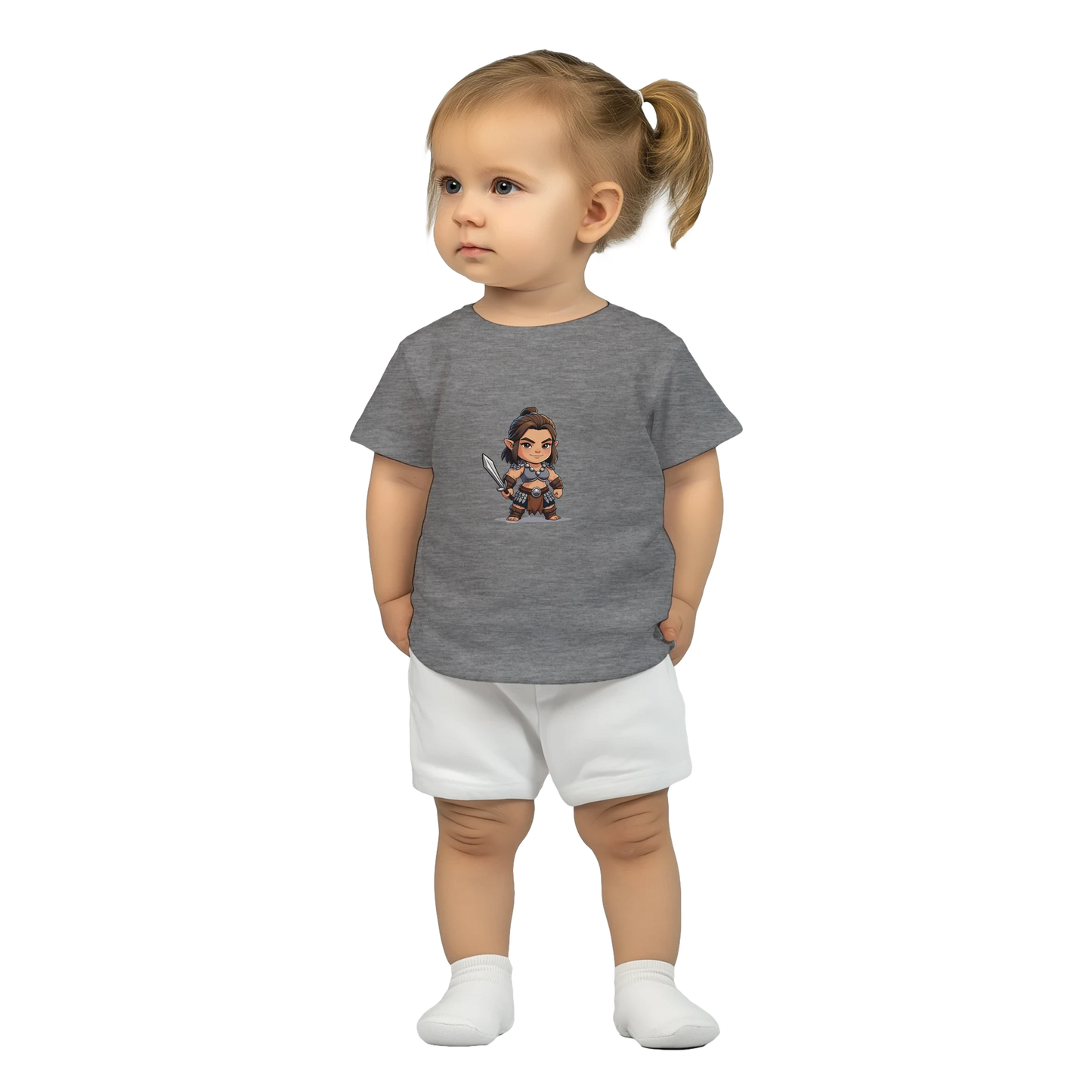Baby-Barian Girl short sleeve tshirt featuring cute gaming barbarian character design for infants