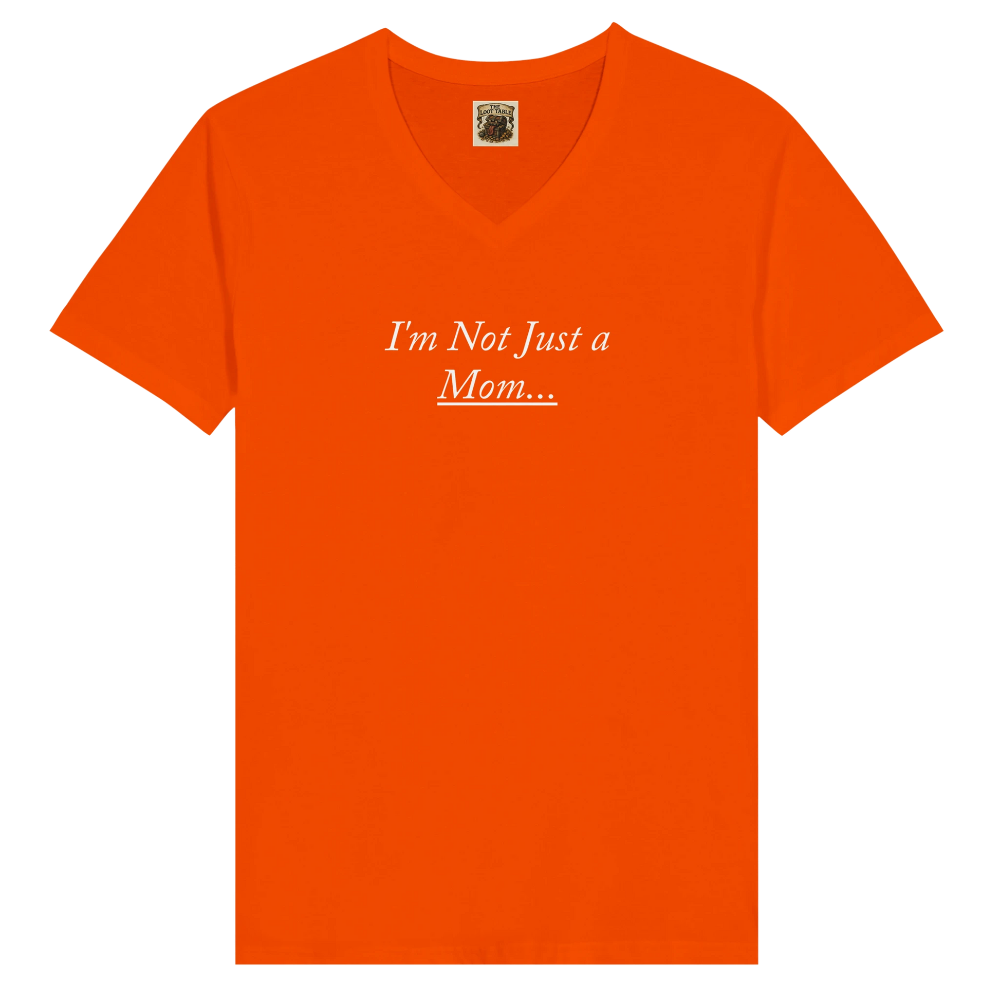 Comfortable v neck shirt featuring 'Dice Goblin Mom' text design with gaming dice graphics, perfect for tabletop gaming mothers and RPG enthusiasts.