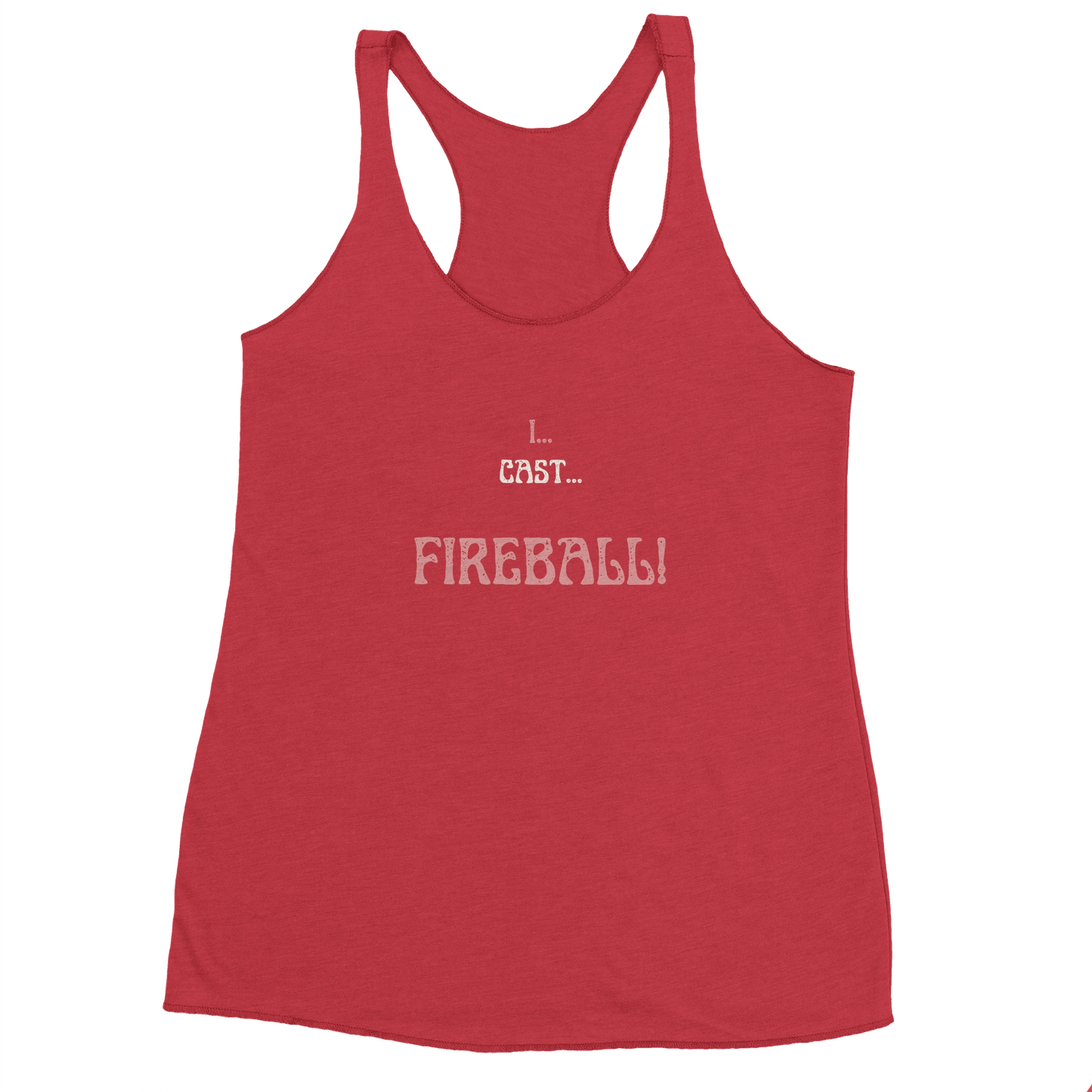 Comfortable tank top featuring 'Big Spell Energy - 7th LvL Fireball' text design, perfect for tabletop RPG players and fantasy gaming enthusiasts.