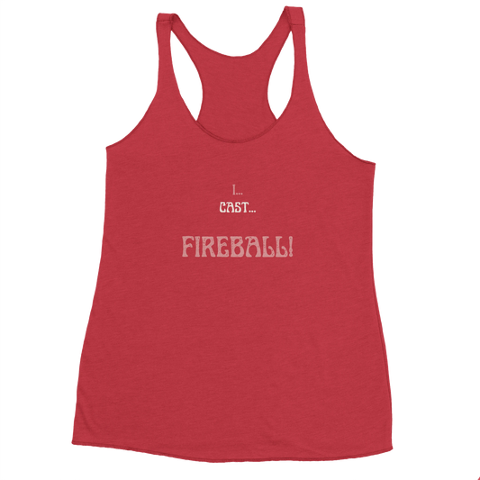 Comfortable tank top featuring 'Big Spell Energy - 7th LvL Fireball' text design, perfect for tabletop RPG players and fantasy gaming enthusiasts.