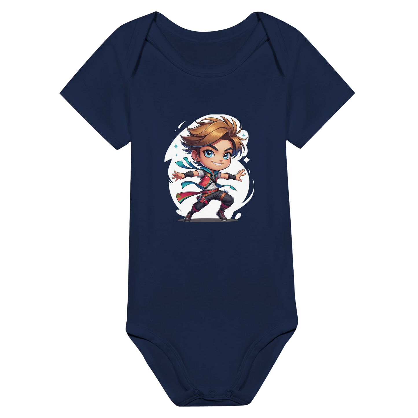 Infant ibodysuit with fantasy-themed rogue. D&D-inspired baby outfit perfect for game nights, baby showers, or nerdy parents.
