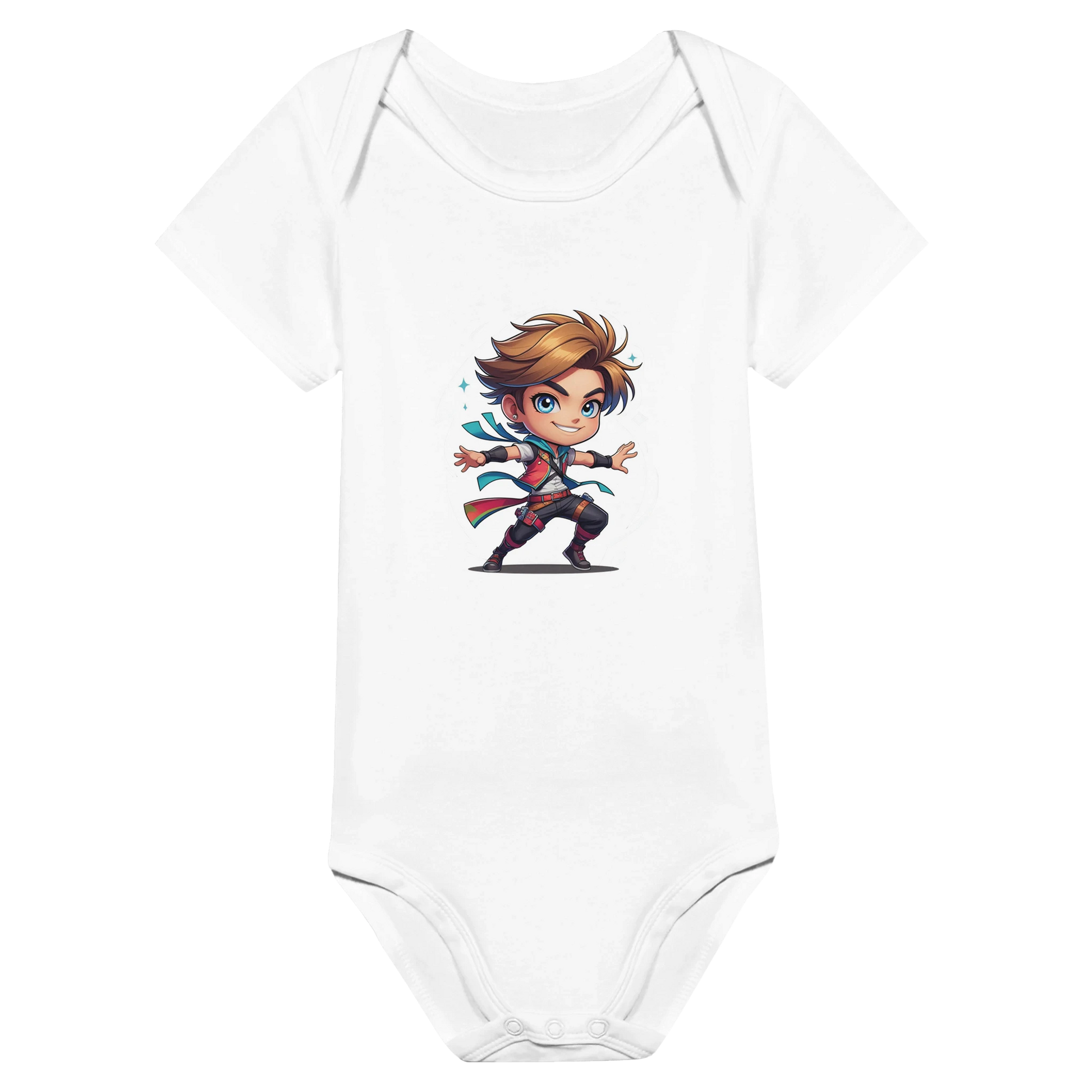Infant onsie with fantasy-themed “Level 1 Rogue” text in white. D&D-inspired baby outfit perfect for game nights, baby showers, or nerdy parents. 