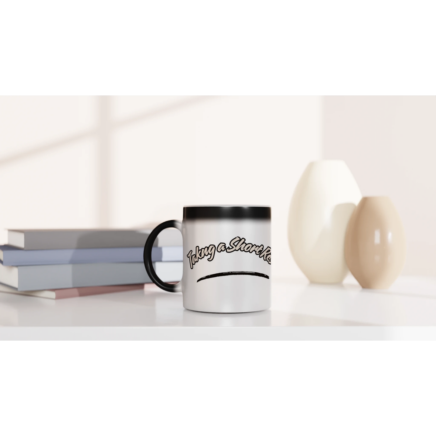 White ceramic mug with 'Magic Long or Short Rest' text design, perfect for tabletop gaming enthusiasts and coffee lovers.