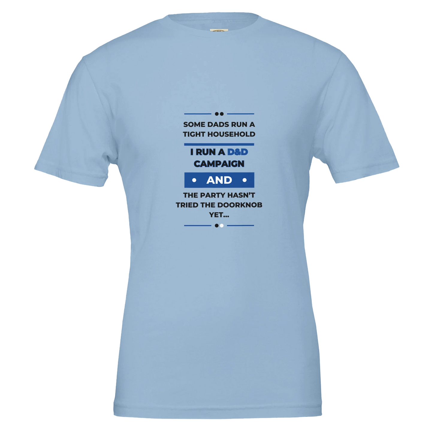 Some Dads Run Adventures graphic design on Father's Day gaming shirt, D&D dad humor tee