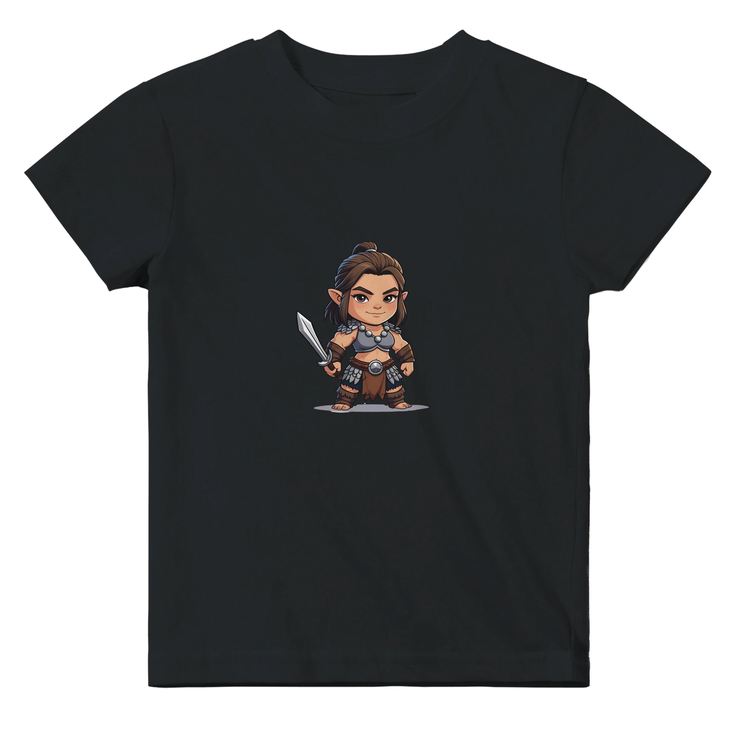 Baby-barian girl Lvl 1 t-shirt featuring gaming barbarian character design with level 1 badge