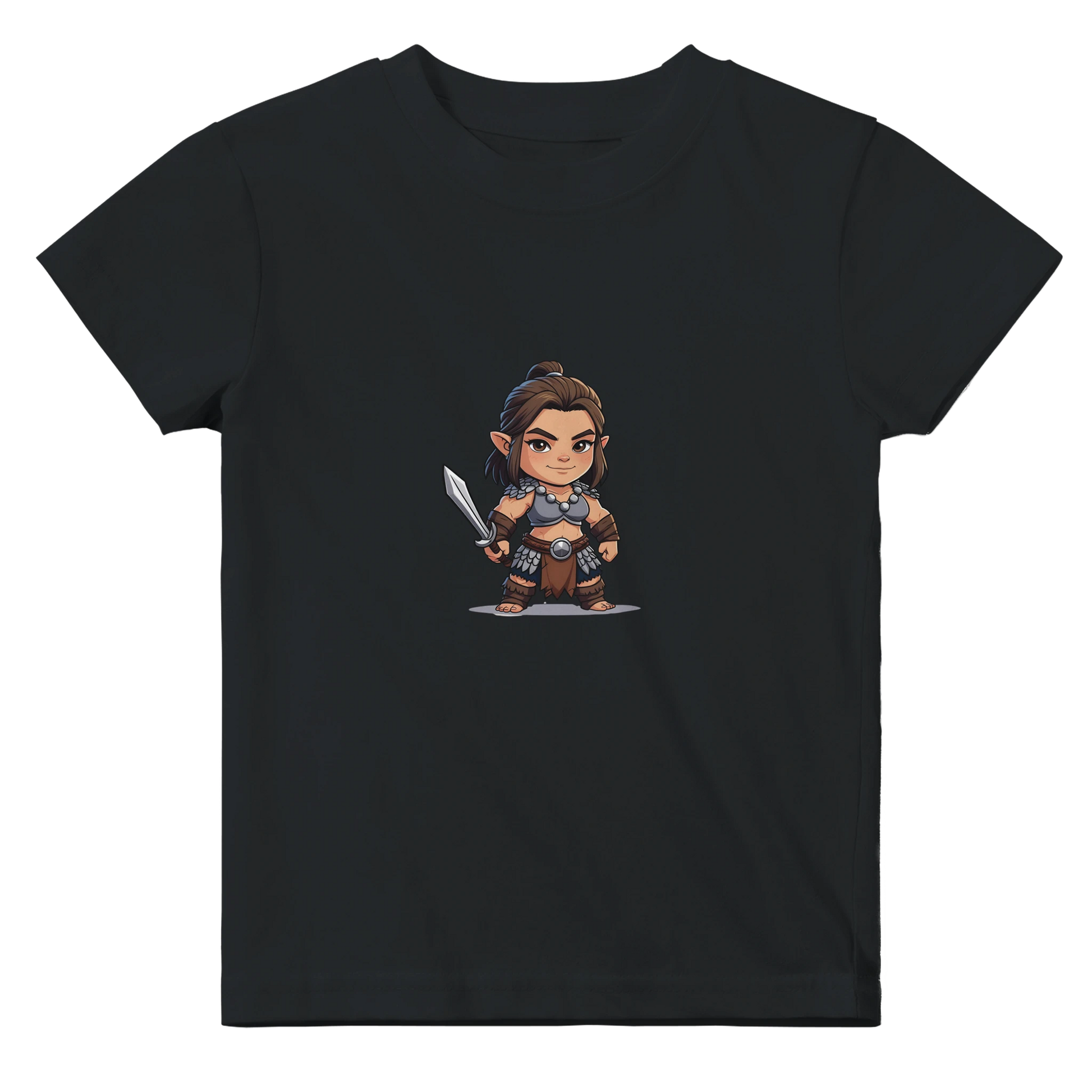 Baby-barian girl Lvl 1 t-shirt featuring gaming barbarian character design with level 1 badge