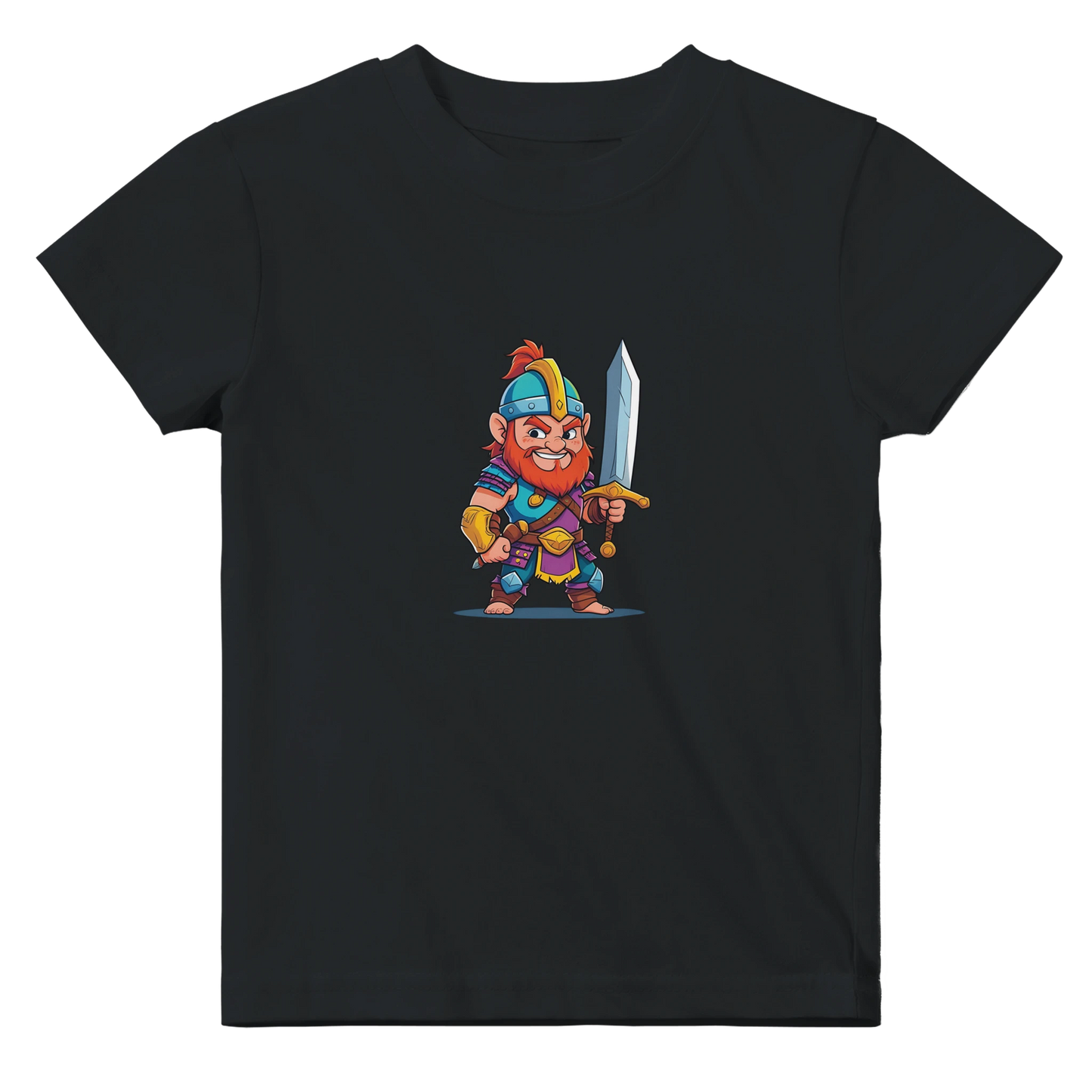 Baby t-shirt featuring a D&D-inspired fighter design with the subclass "Stick Sword Specialist." Illustrated with playful weapons and bold fantasy style