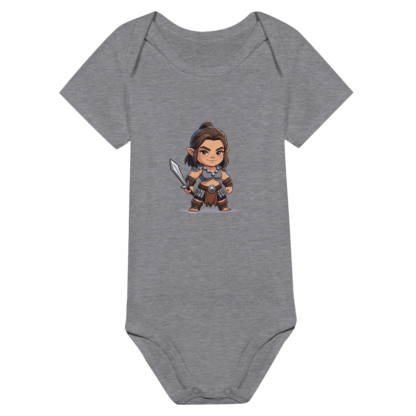 Baby-Barian Girl short sleeve bodysuit featuring cute gaming barbarian character design for infants