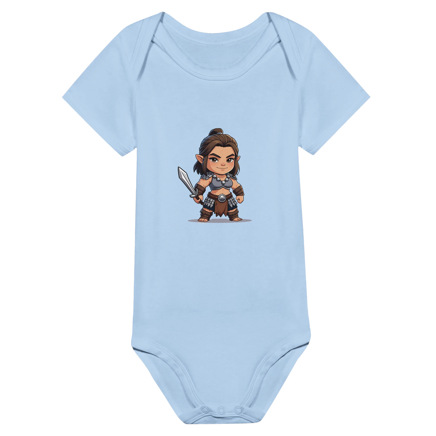 Baby-Barian Girl short sleeve bodysuit featuring cute gaming barbarian character design for infants