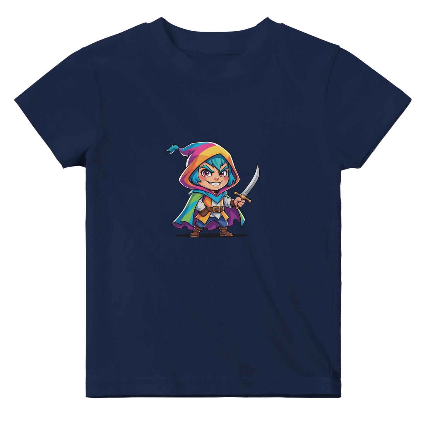 Baby wearing a black t-shirt with bold white fantasy-style lettering that reads “Level 1 Rogue.” Ideal for tabletop RPG fans and Dungeons & Dragons families. 