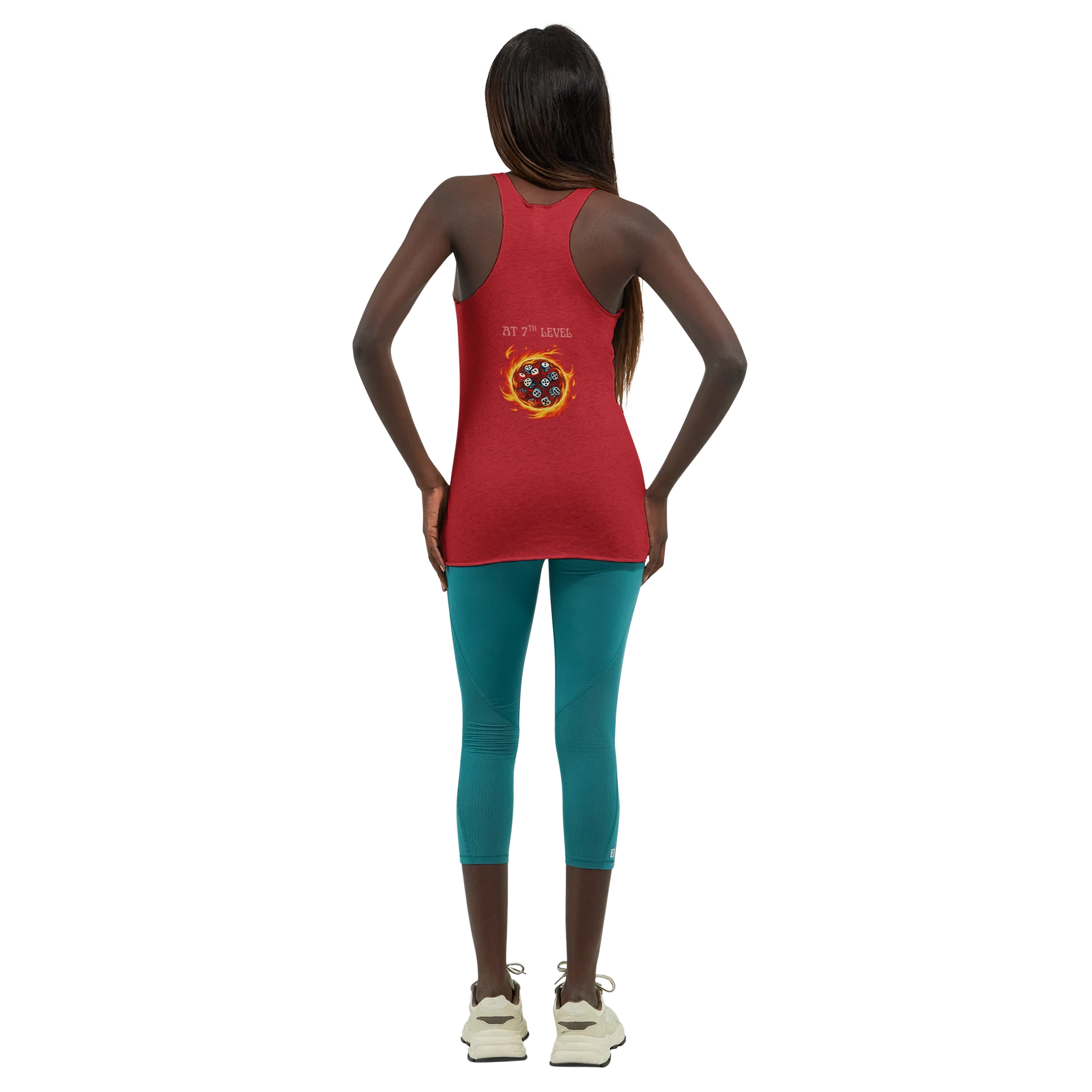 Comfortable tank top featuring 'Big Spell Energy - 7th LvL Fireball' text design, perfect for tabletop RPG players and fantasy gaming enthusiasts.