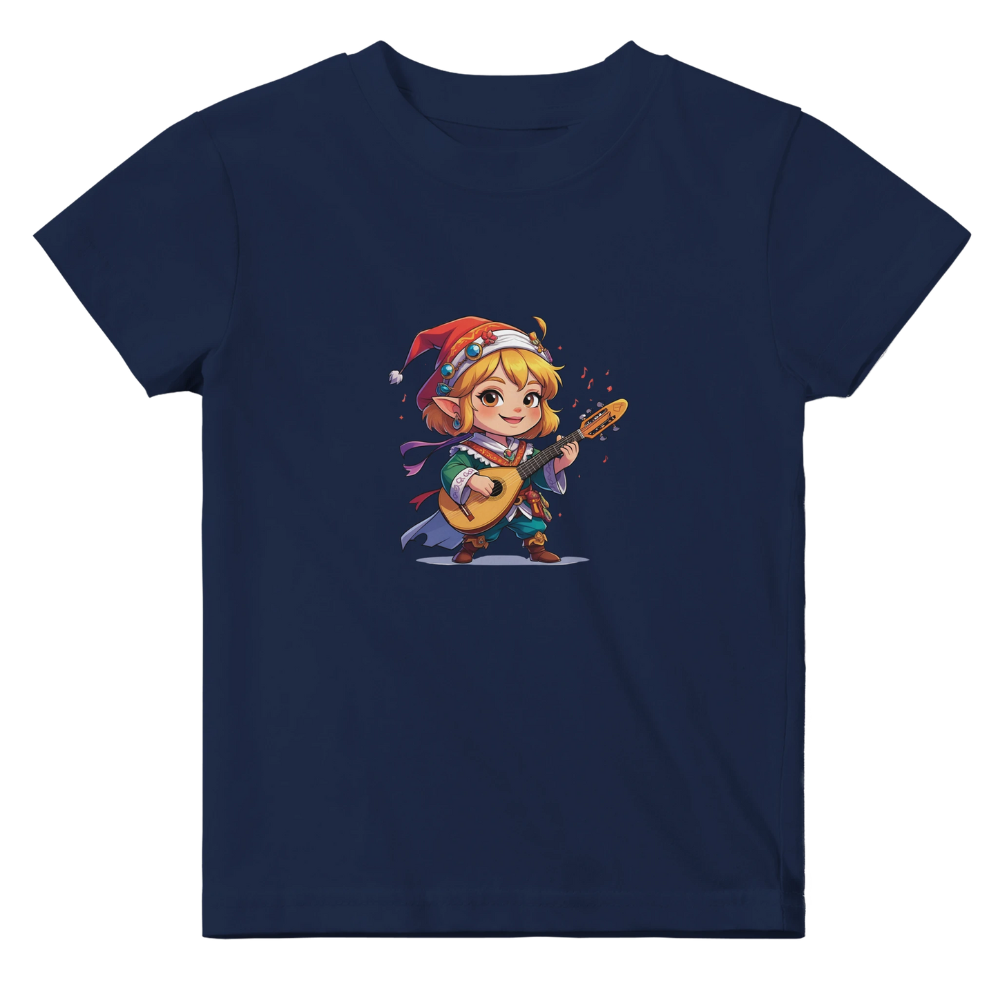 Baby t-shirt featuring a D&D-inspired chibi bard design. Ideal for little performers with a love for sound and sparkle.