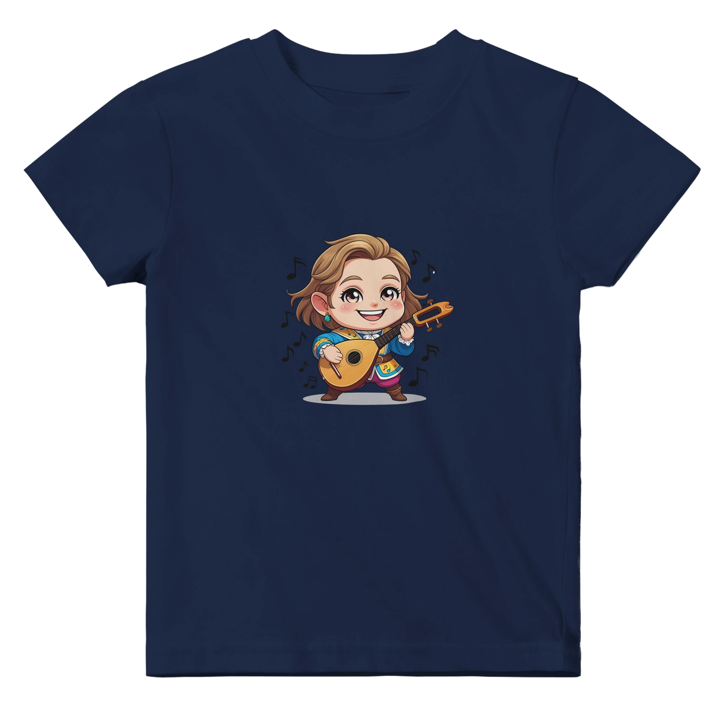 Baby t-shirt featuring a D&D-inspired chibi bard design. Ideal for little performers with a love for sound and sparkle.