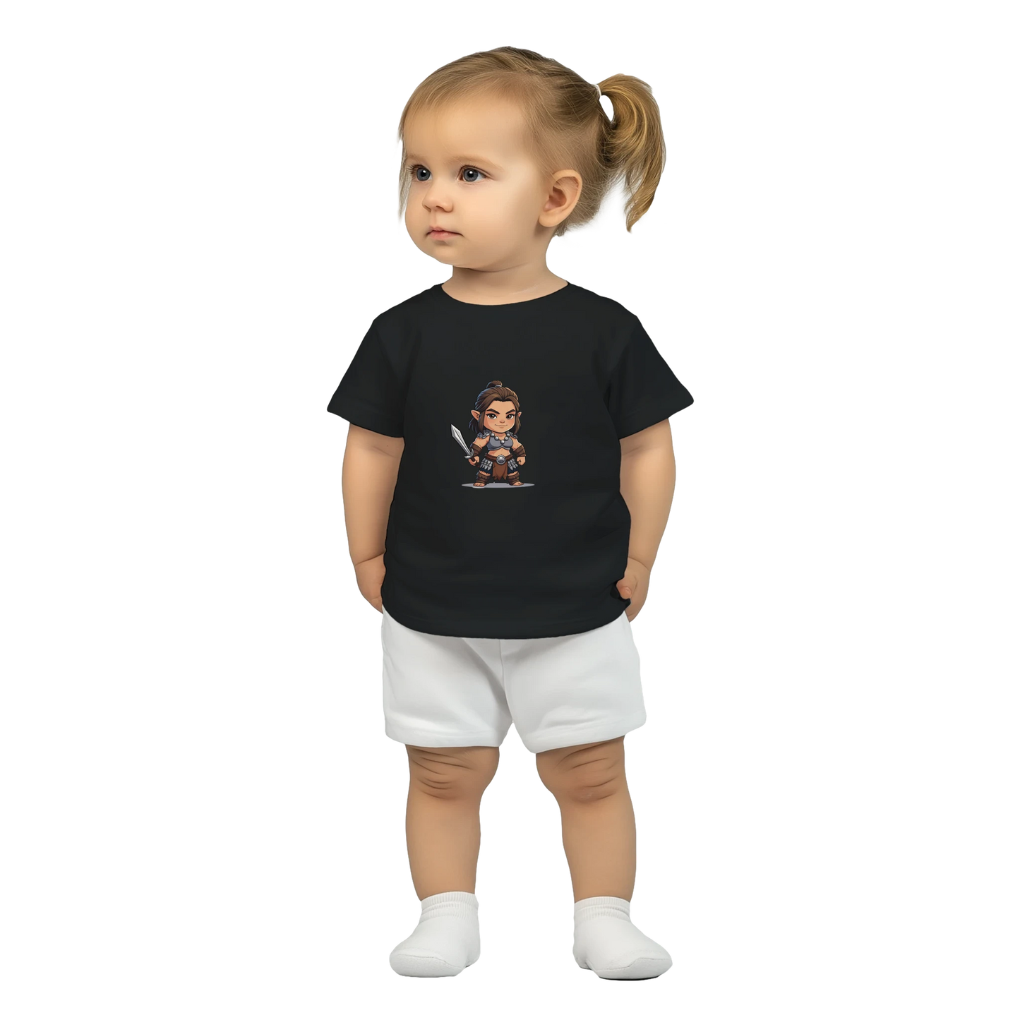 Baby-Barian Girl short sleeve tshirt featuring cute gaming barbarian character design for infants
