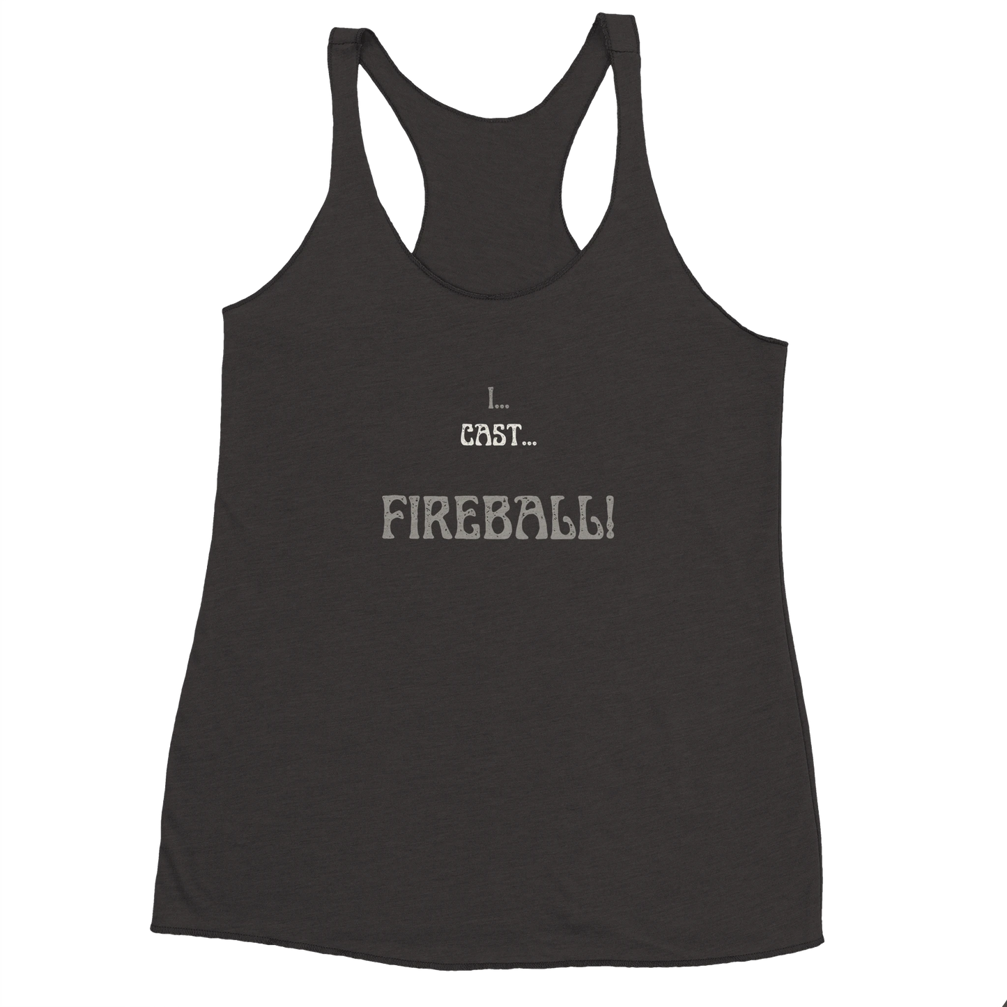 Comfortable tank top featuring 'Big Spell Energy - 7th LvL Fireball' text design, perfect for tabletop RPG players and fantasy gaming enthusiasts.