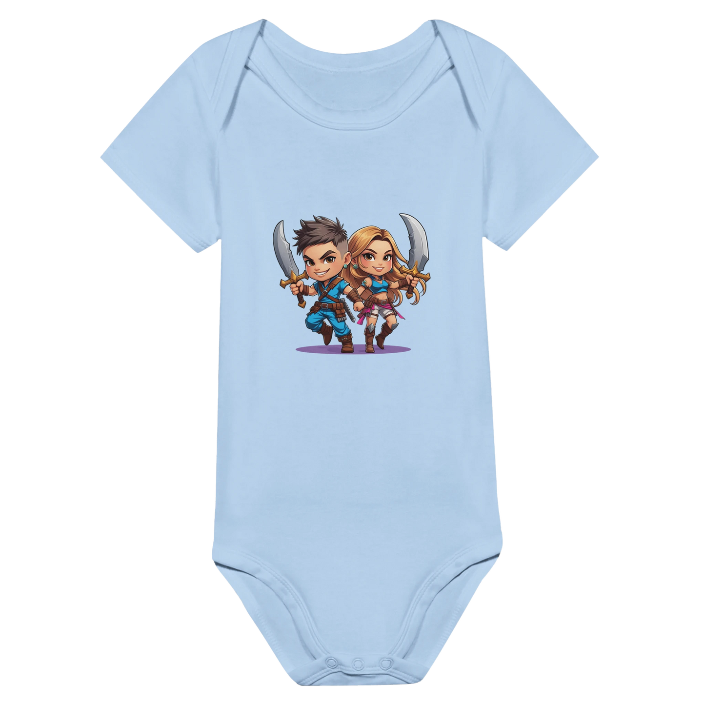Rogue Duo baby bodysuit in featuring gaming-inspired Snack Thief design for toddlers