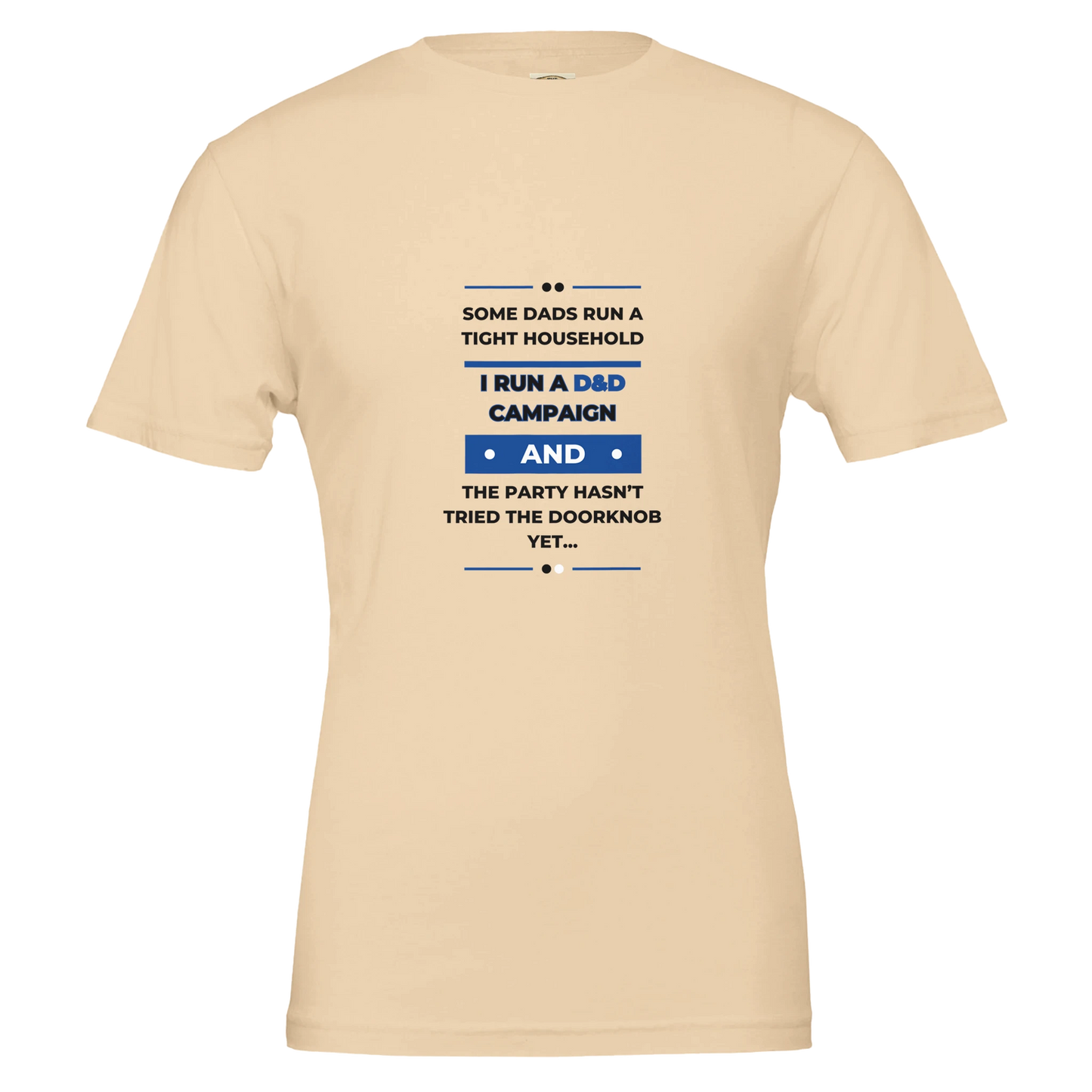 Some Dads Run Adventures graphic design on Father's Day gaming shirt, D&D dad humor tee