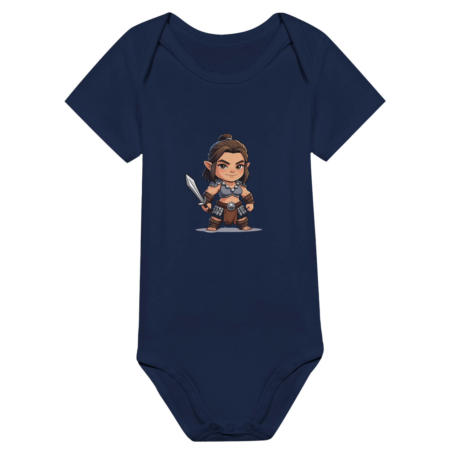 Baby-Barian Girl short sleeve bodysuit featuring cute gaming barbarian character design for infants
