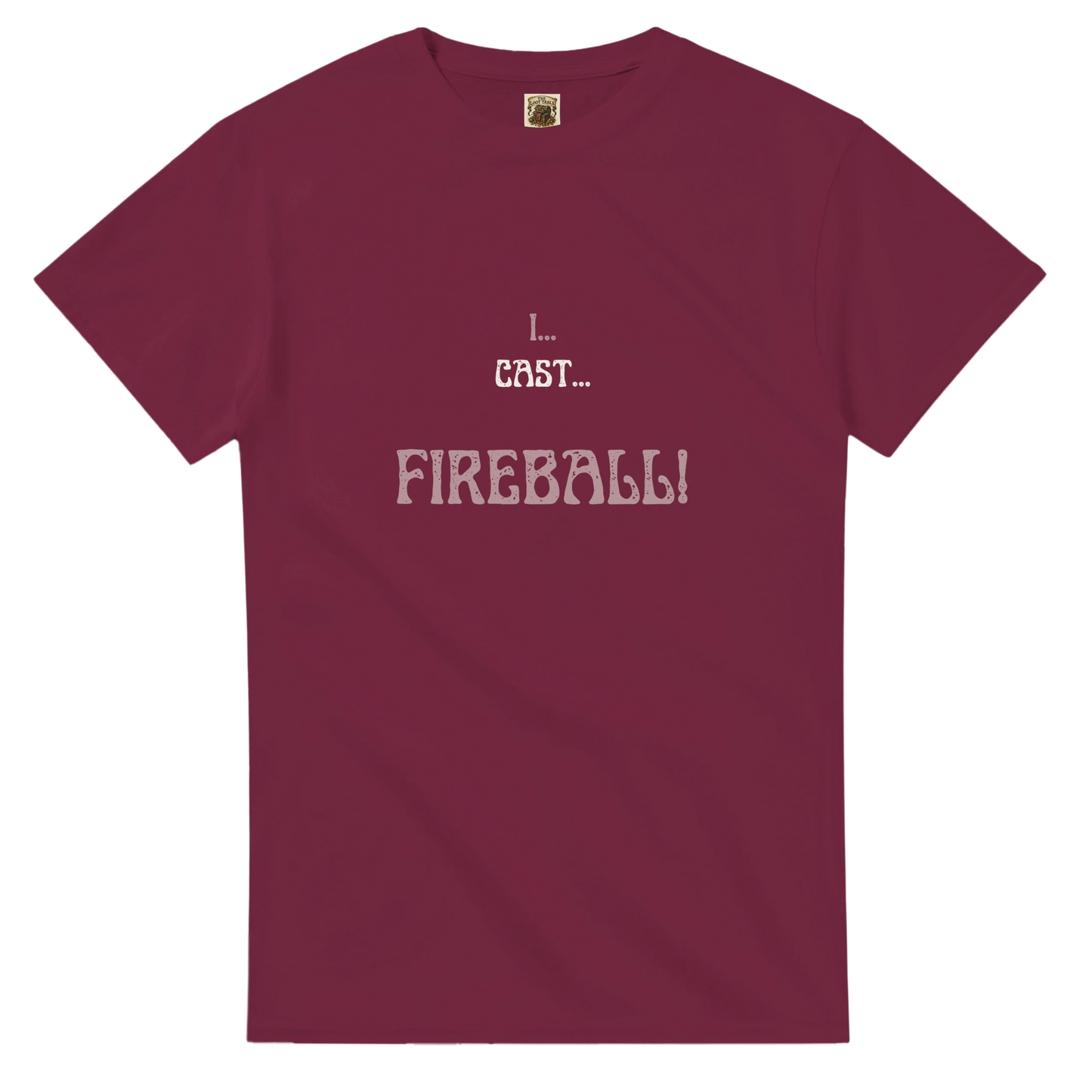 Comfortable t-shirt featuring 'Big Spell Energy - 7th LvL Fireball' text design, perfect for tabletop RPG players and fantasy gaming enthusiasts.