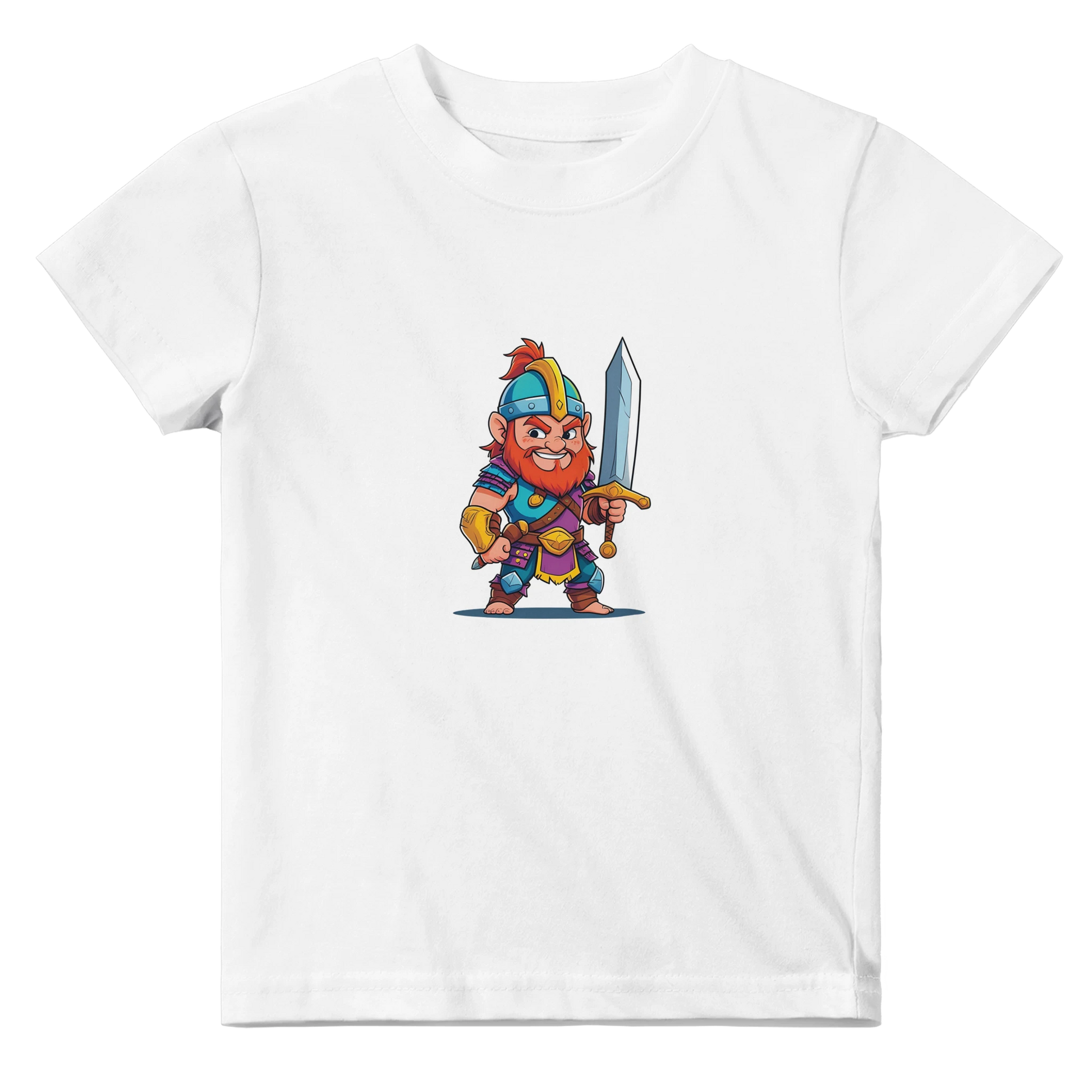 Baby t-shirt featuring a D&D-inspired fighter design with the subclass "Stick Sword Specialist." Illustrated with playful weapons and bold fantasy style