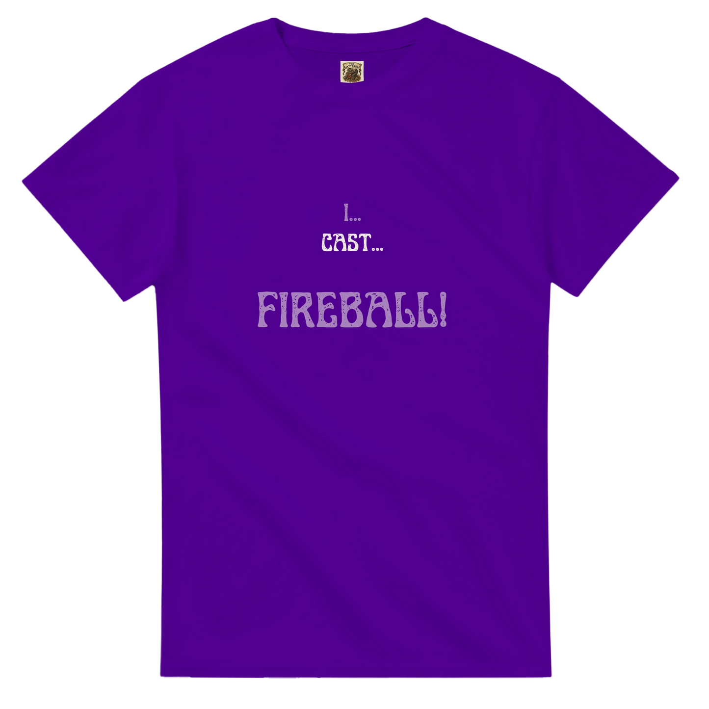 Comfortable t-shirt featuring 'Big Spell Energy - 7th LvL Fireball' text design, perfect for tabletop RPG players and fantasy gaming enthusiasts.