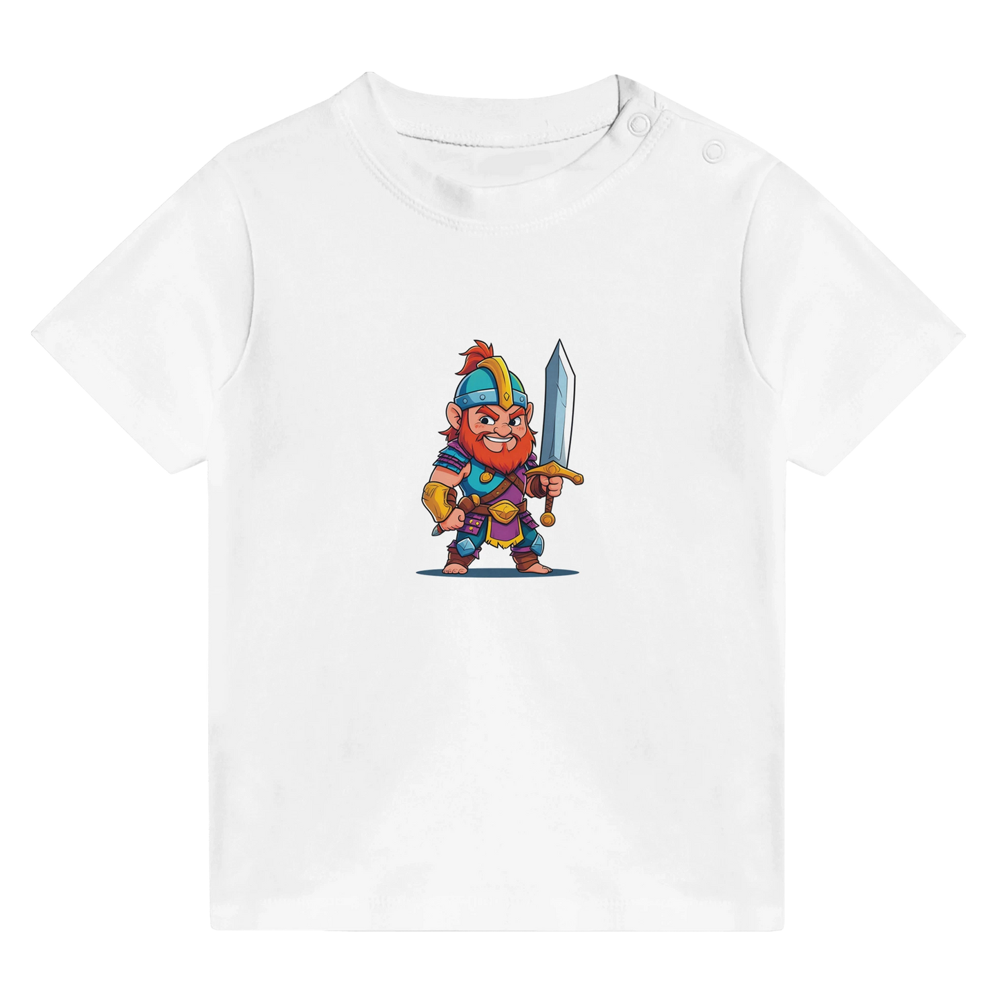 Baby shirt featuring a D&D-inspired fighter design. Includes fantasy-themed artwork with bold weapons and playful, adventurous style for little warriors.