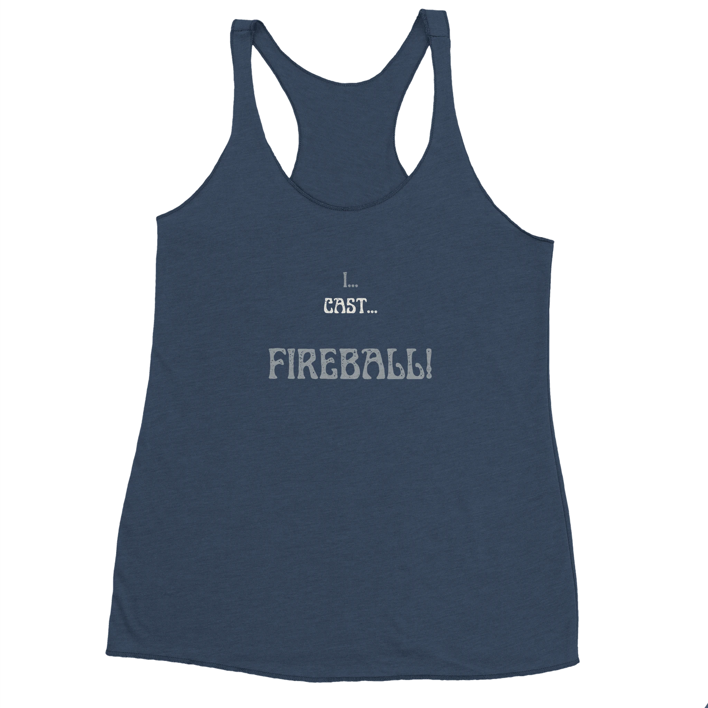 Comfortable tank top featuring 'Big Spell Energy - 7th LvL Fireball' text design, perfect for tabletop RPG players and fantasy gaming enthusiasts.