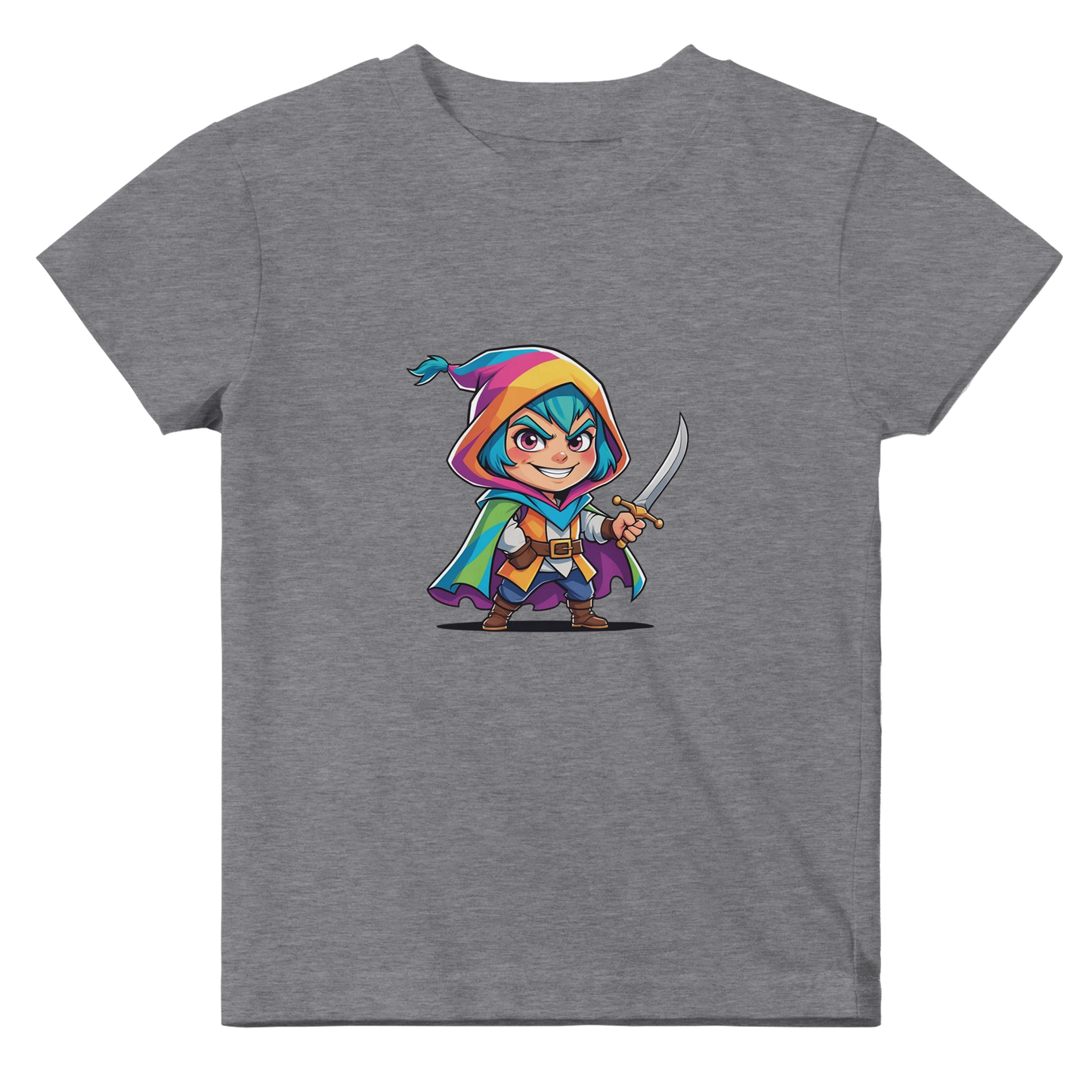 Baby t-shirt featuring a rogue character. Ideal for tabletop RPG fans and Dungeons & Dragons families.