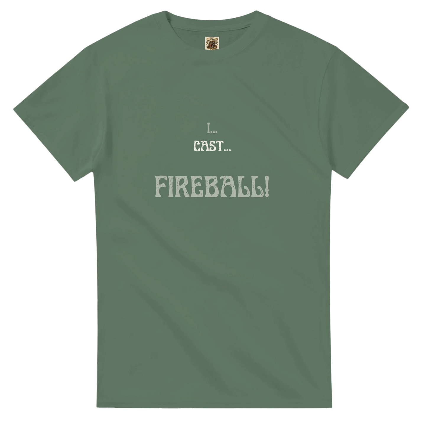 Comfortable t-shirt featuring 'Big Spell Energy - 7th LvL Fireball' text design, perfect for tabletop RPG players and fantasy gaming enthusiasts.