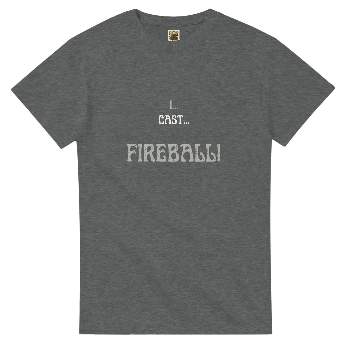 Comfortable t-shirt featuring 'Big Spell Energy - 7th LvL Fireball' text design, perfect for tabletop RPG players and fantasy gaming enthusiasts.