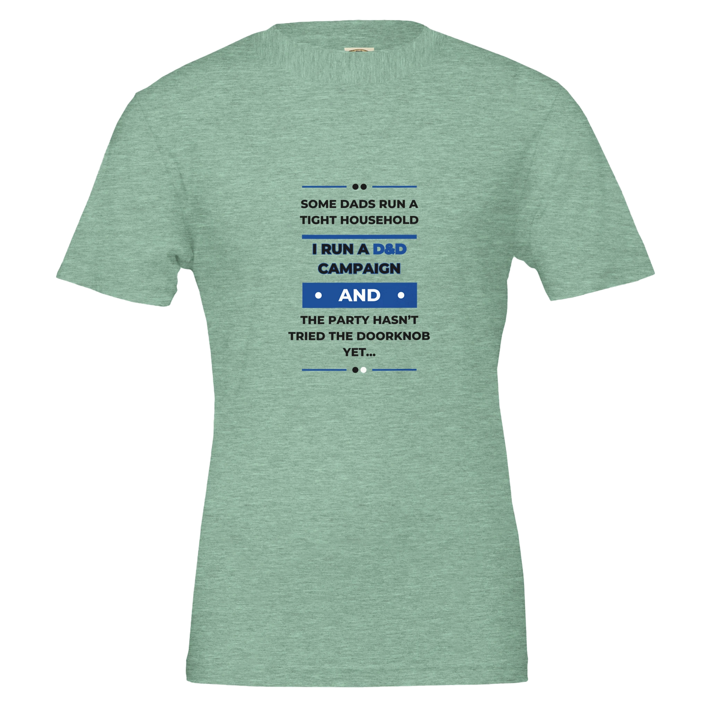 Some Dads Run Adventures graphic design on Father's Day gaming shirt, D&D dad humor tee