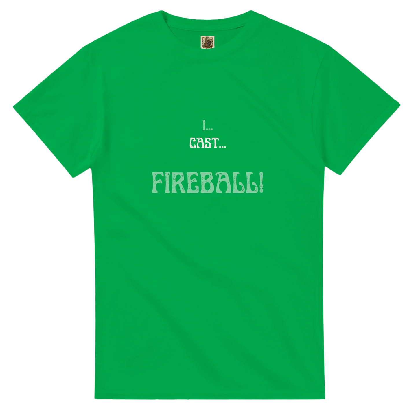 Comfortable t-shirt featuring 'Big Spell Energy - 7th LvL Fireball' text design, perfect for tabletop RPG players and fantasy gaming enthusiasts.