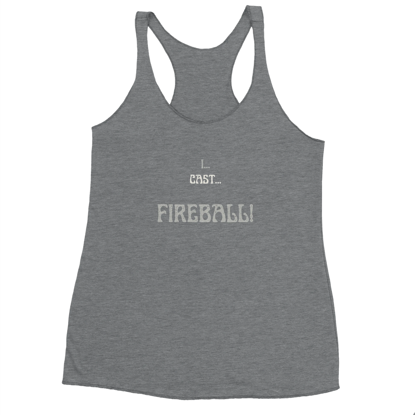 Comfortable tank top featuring 'Big Spell Energy - 7th LvL Fireball' text design, perfect for tabletop RPG players and fantasy gaming enthusiasts.