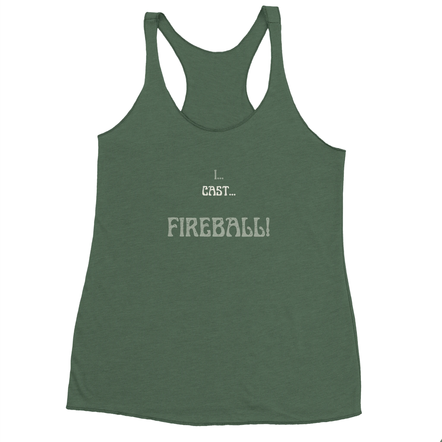 Comfortable tank top featuring 'Big Spell Energy - 7th LvL Fireball' text design, perfect for tabletop RPG players and fantasy gaming enthusiasts.