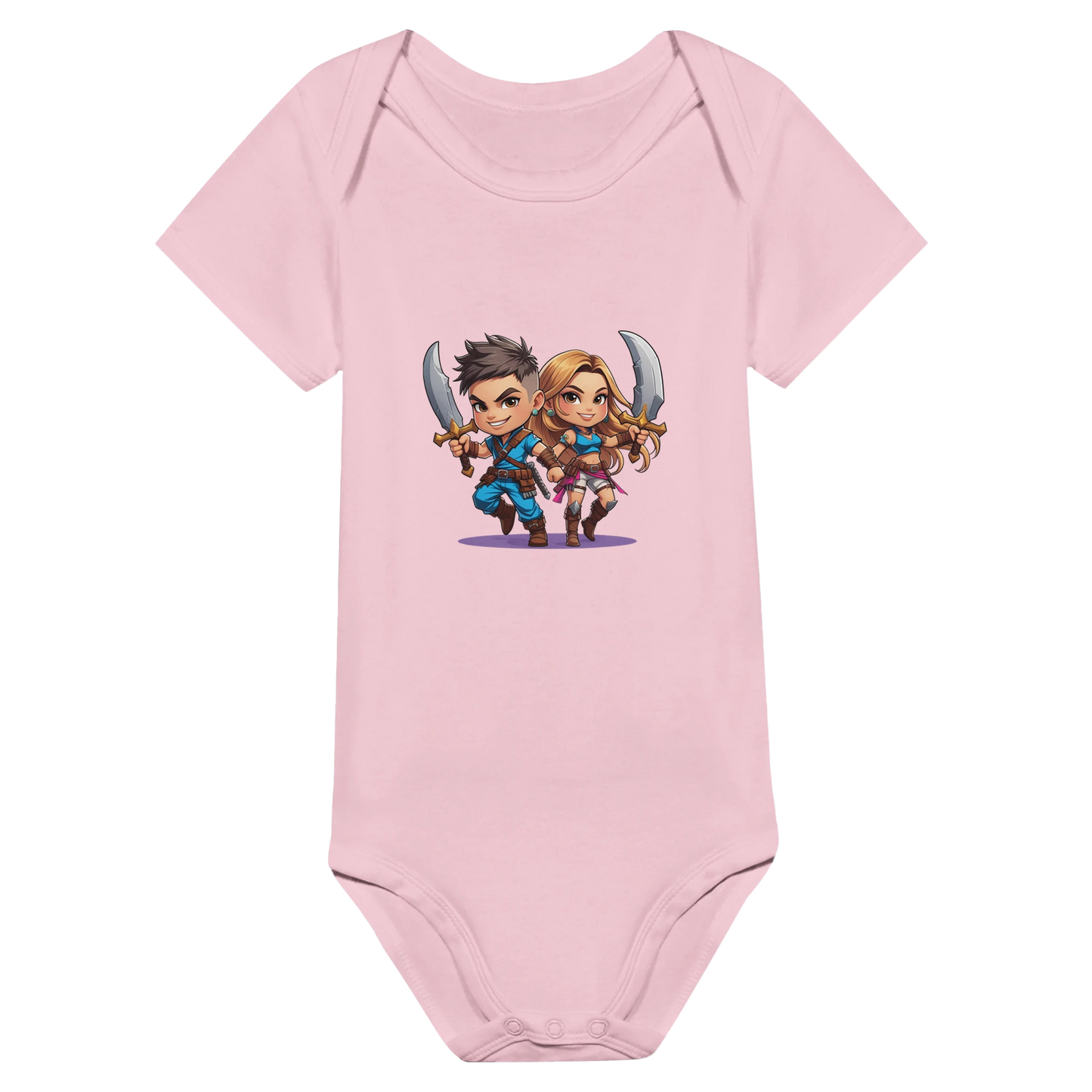 Rogue Duo baby bodysuit in featuring gaming-inspired Snack Thief design for toddlers