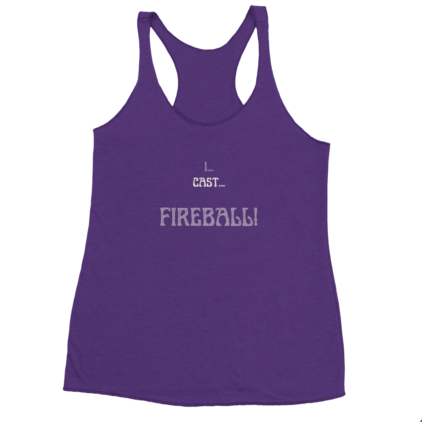 Comfortable tank top featuring 'Big Spell Energy - 7th LvL Fireball' text design, perfect for tabletop RPG players and fantasy gaming enthusiasts.