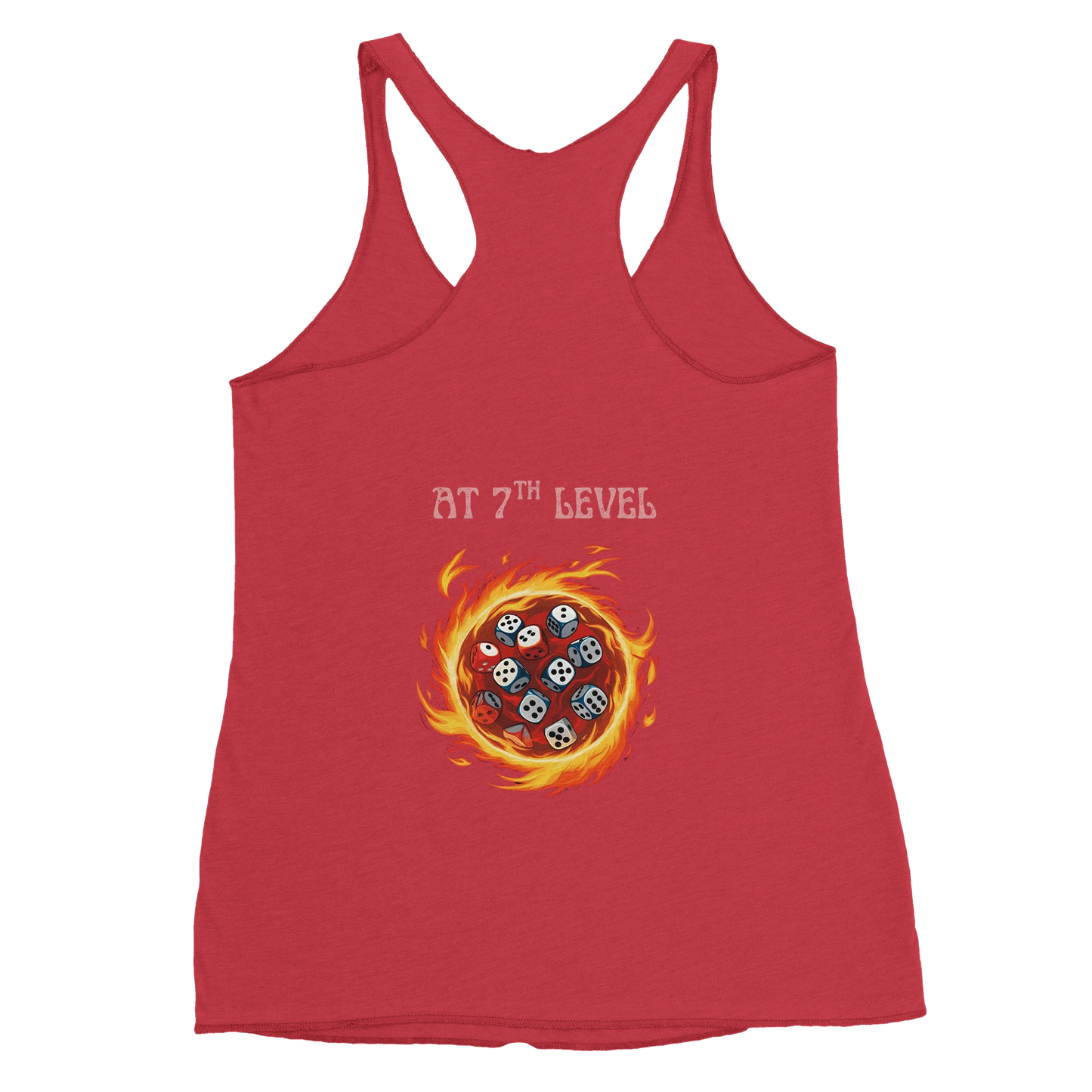 Comfortable tank top featuring 'Big Spell Energy - 7th LvL Fireball' text design, perfect for tabletop RPG players and fantasy gaming enthusiasts.
